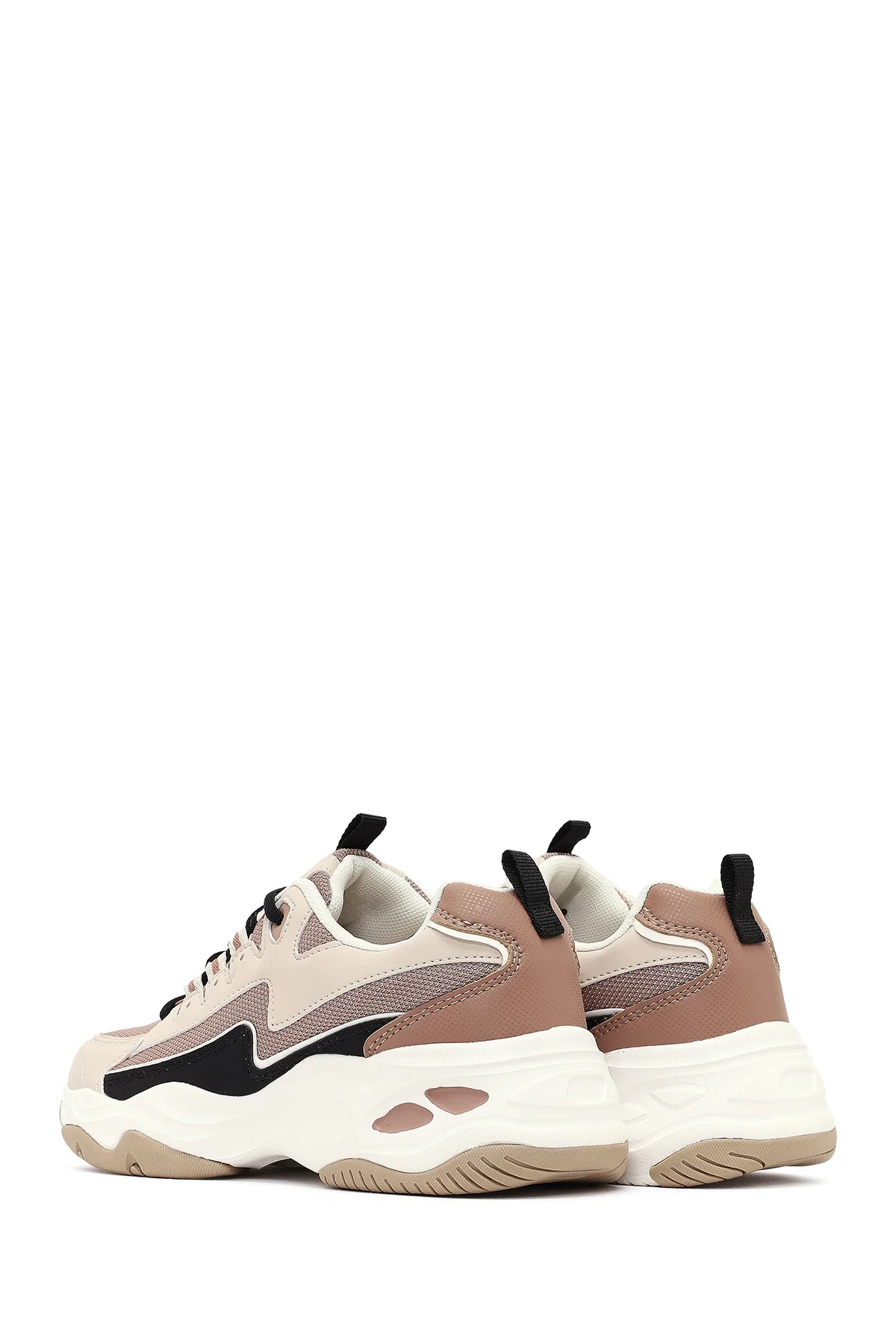 Kadın Bej Bağcıklı Kalın Tabanlı Sneaker - Image 5