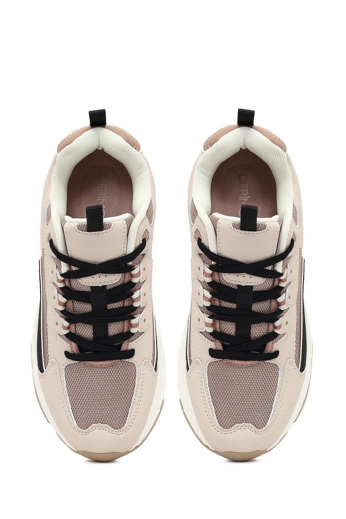 Kadın Bej Bağcıklı Kalın Tabanlı Sneaker - Image 7