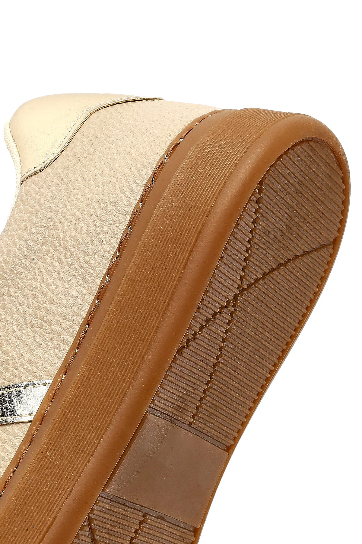 Kadın Bej Bağcıklı Kalın Tabanlı Sneaker - Image 8