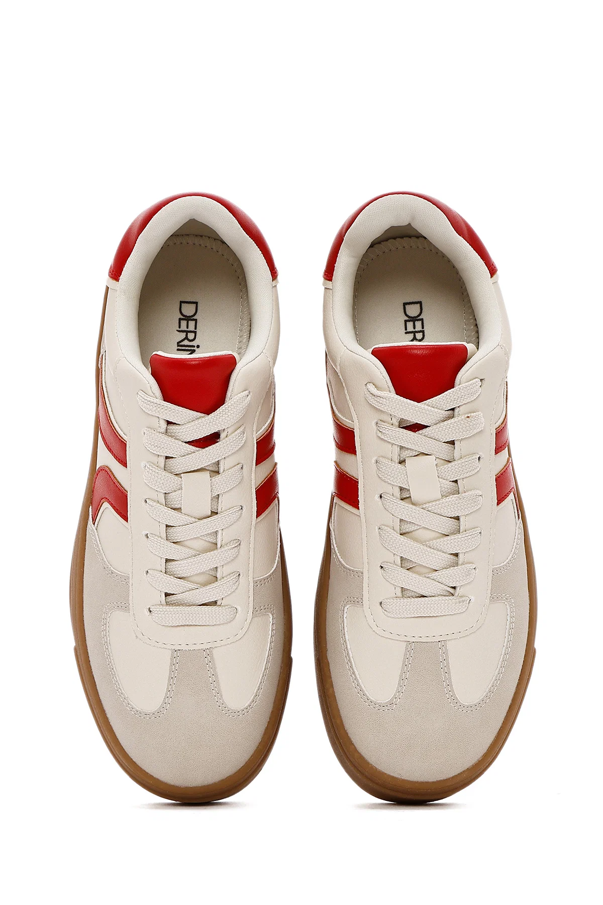 Kadın Bej Bağcıklı Kalın Tabanlı Sneaker - Image 7