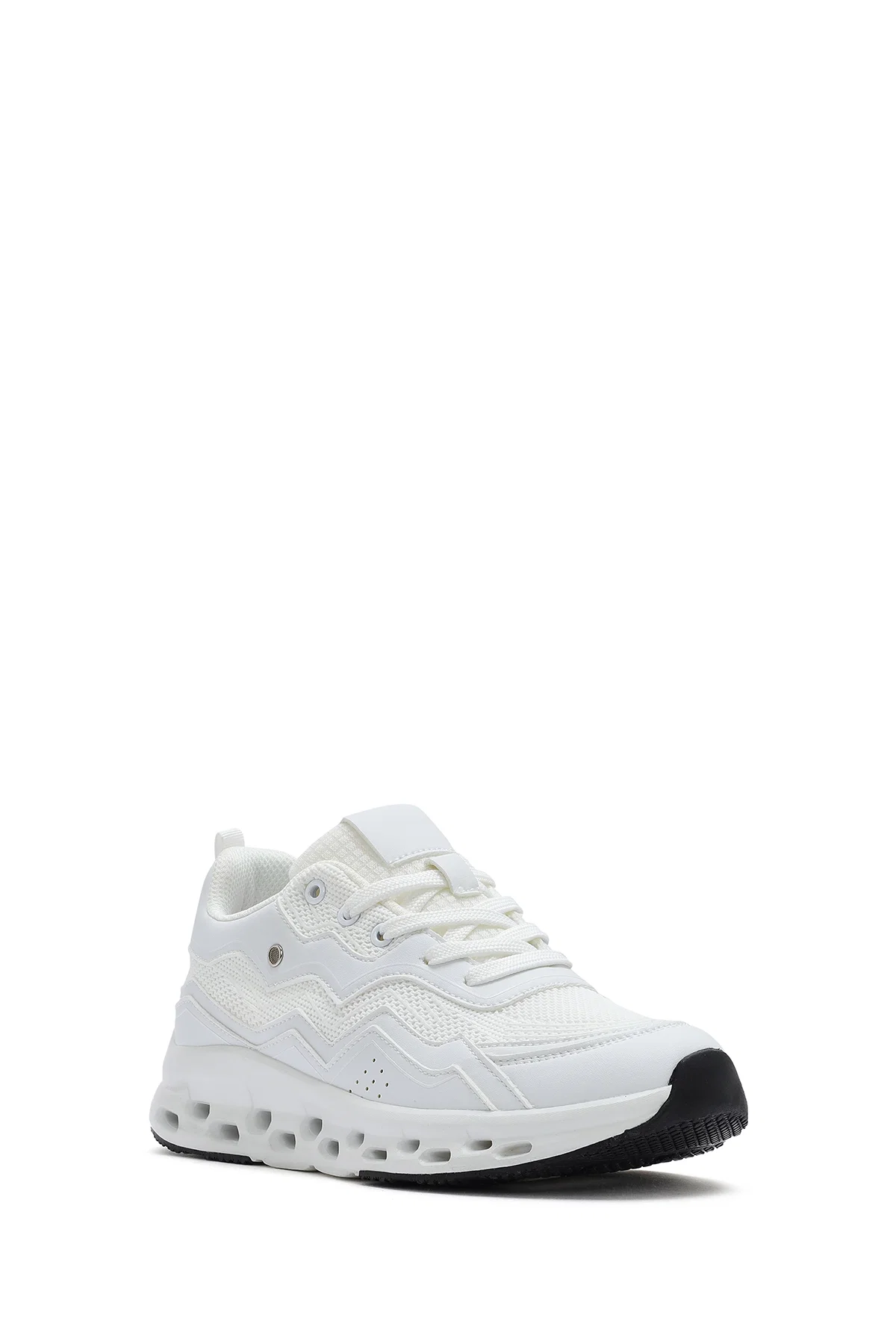 Kadın Bej Bağcıklı Kalın Tabanlı Sneaker - Image 6