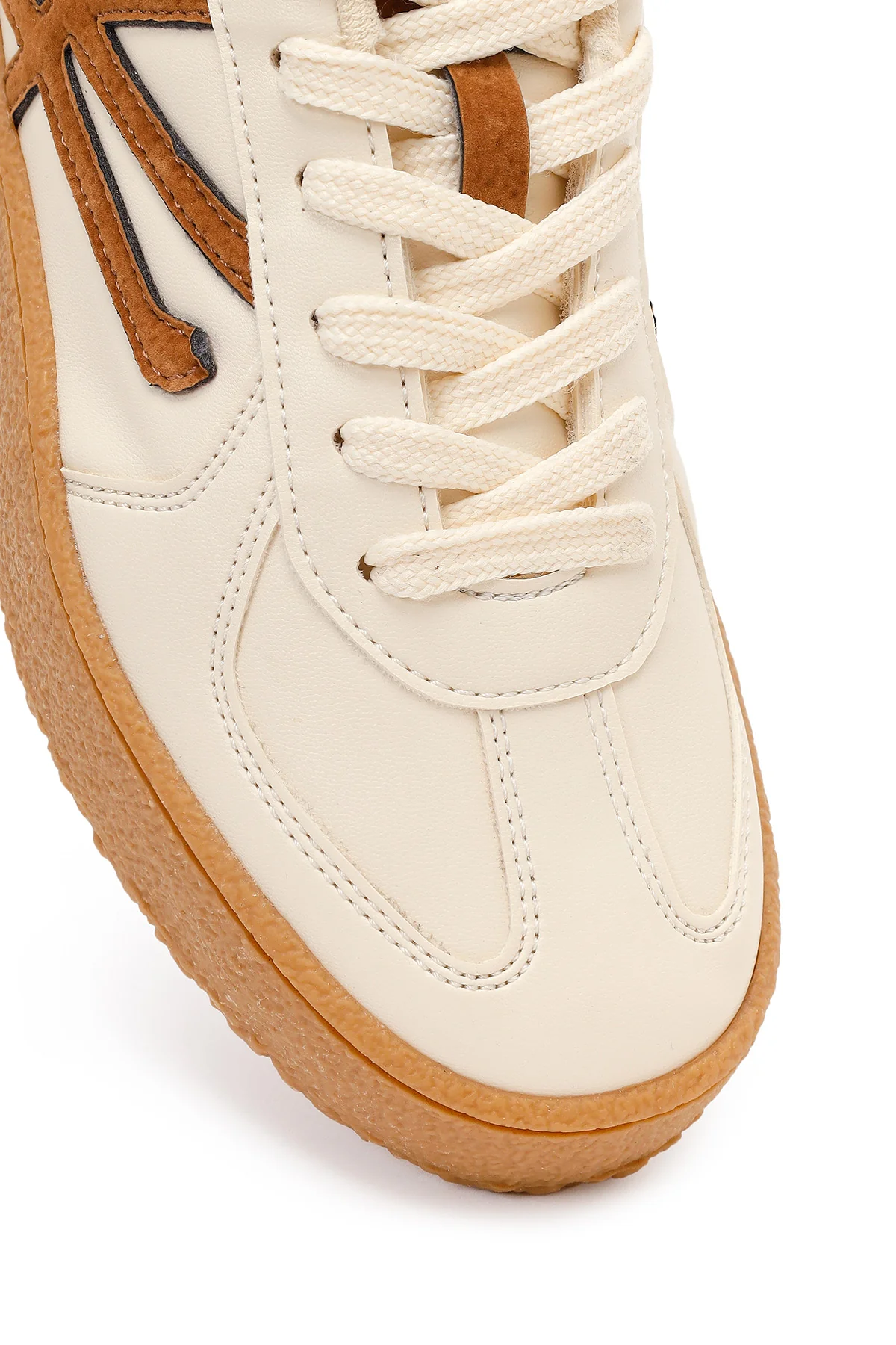 Kadın Bej Bağcıklı Kalın Tabanlı Sneaker - Image 10