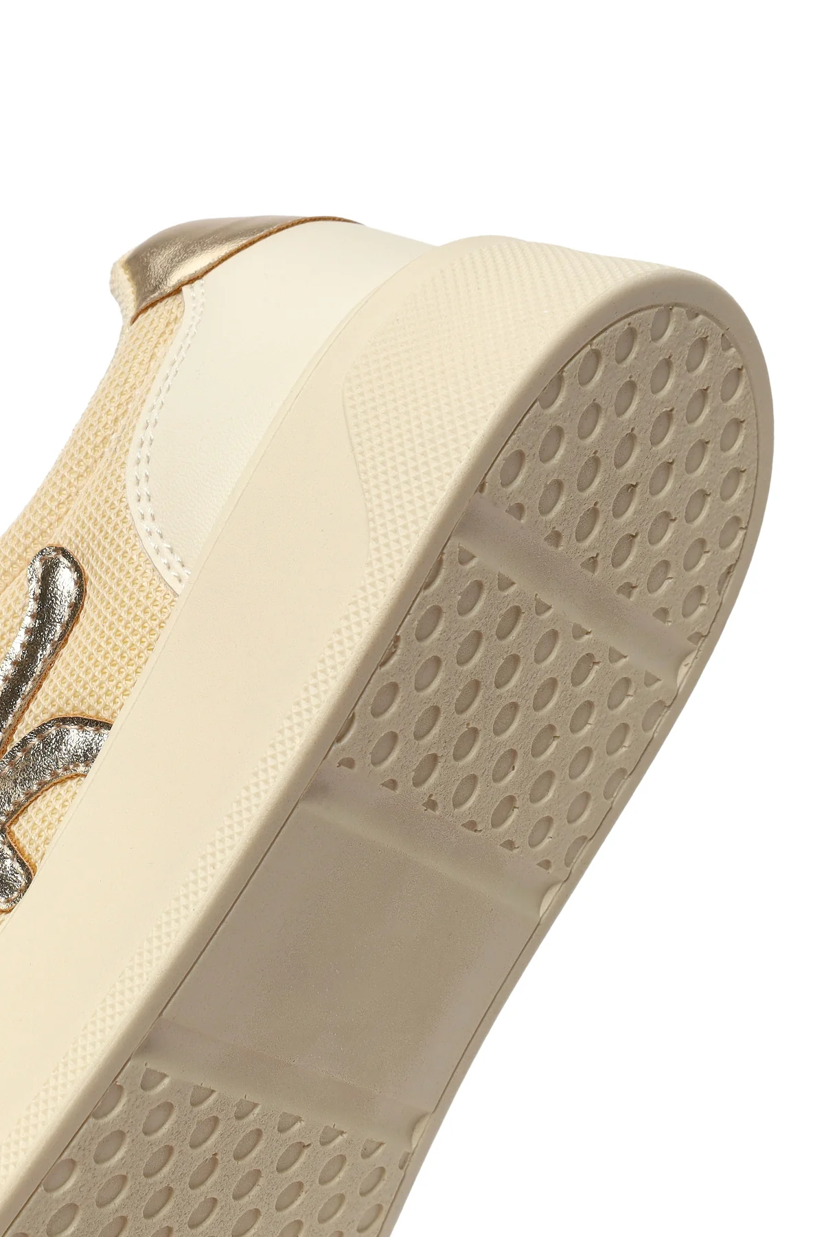 Kadın Bej Bağcıklı Kalın Tabanlı Sneaker - Image 8