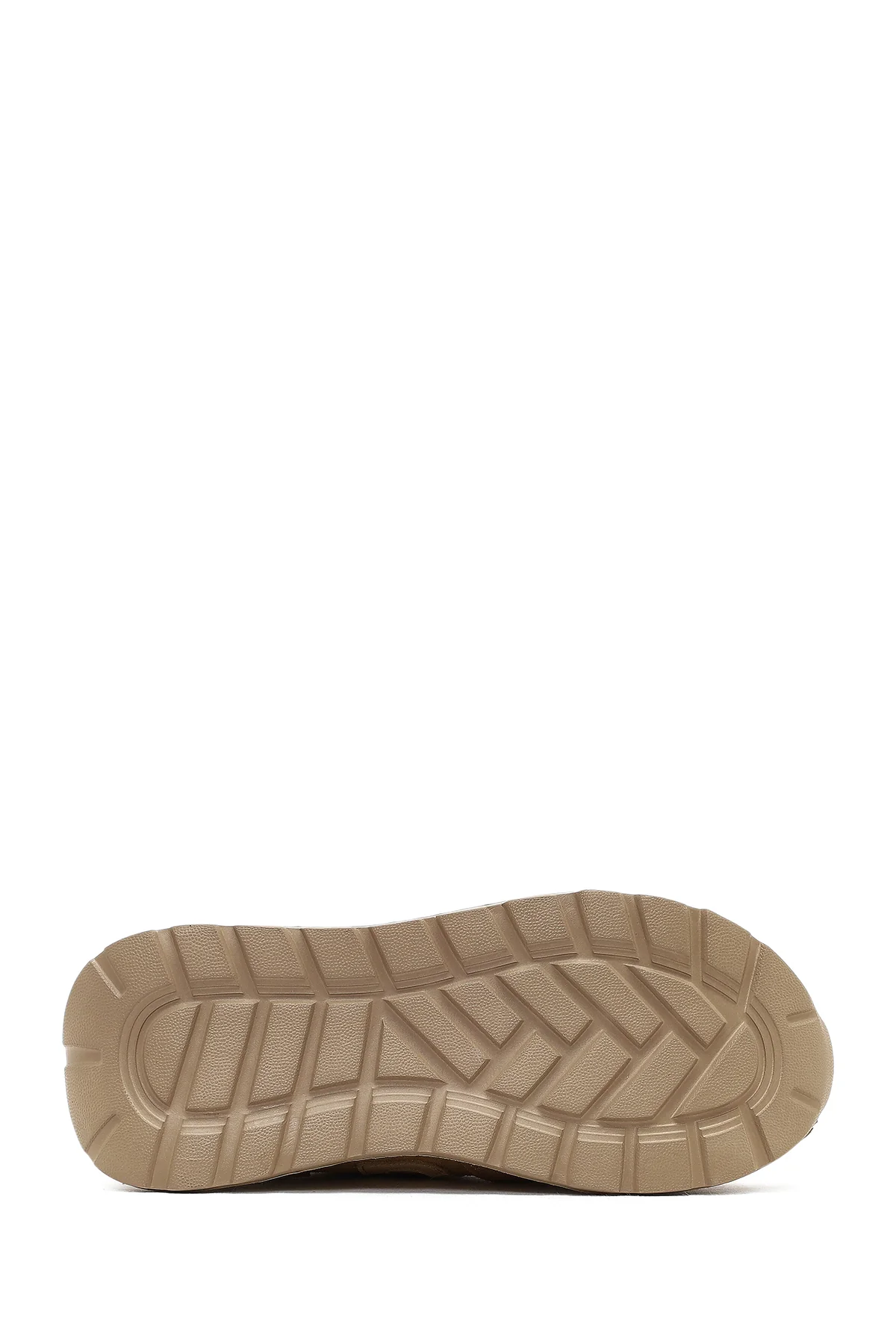 Kadın Bej Bağcıklı Kalın Tabanlı Süet Deri Sneaker - Image 4