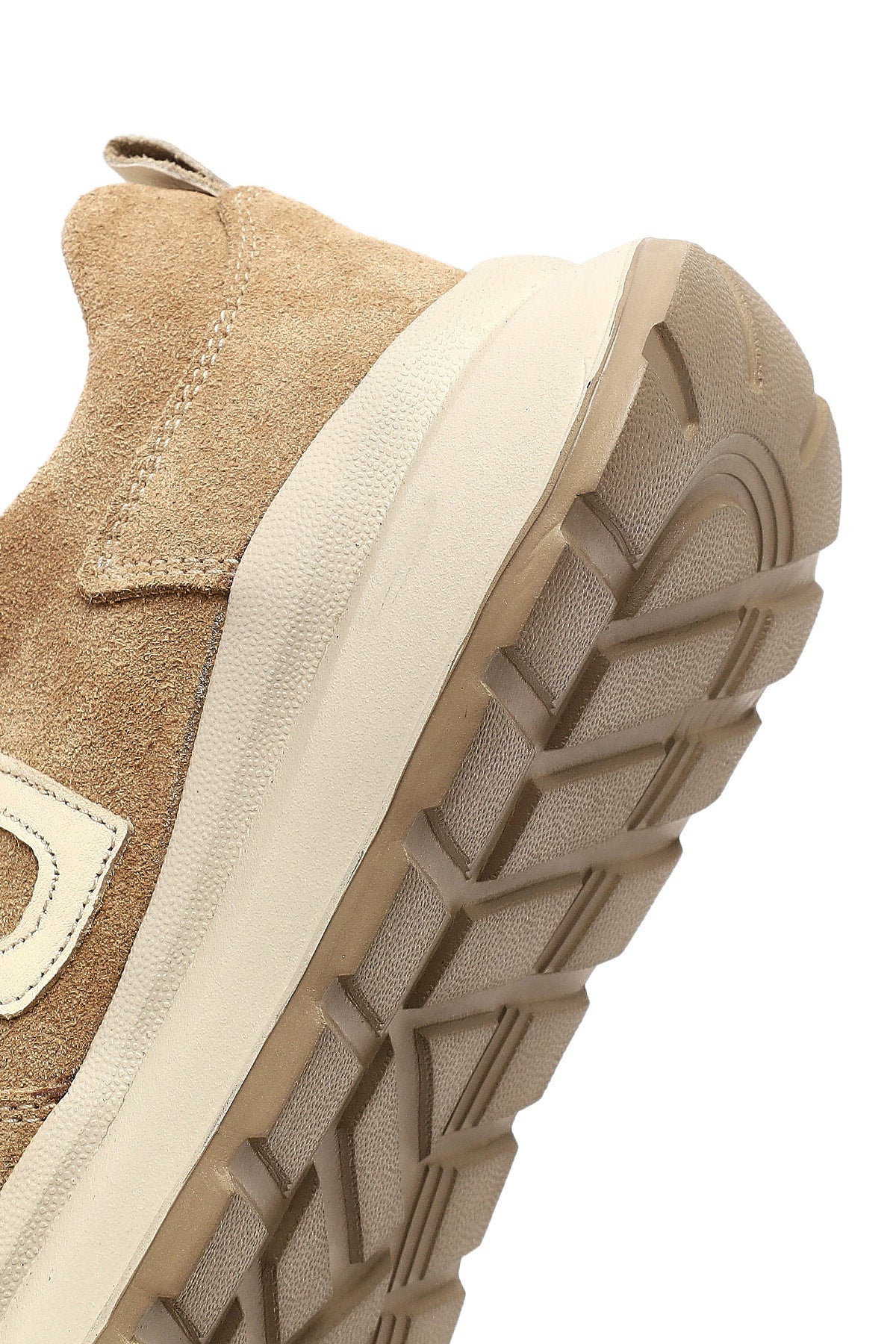 Kadın Bej Bağcıklı Kalın Tabanlı Süet Deri Sneaker - Image 8