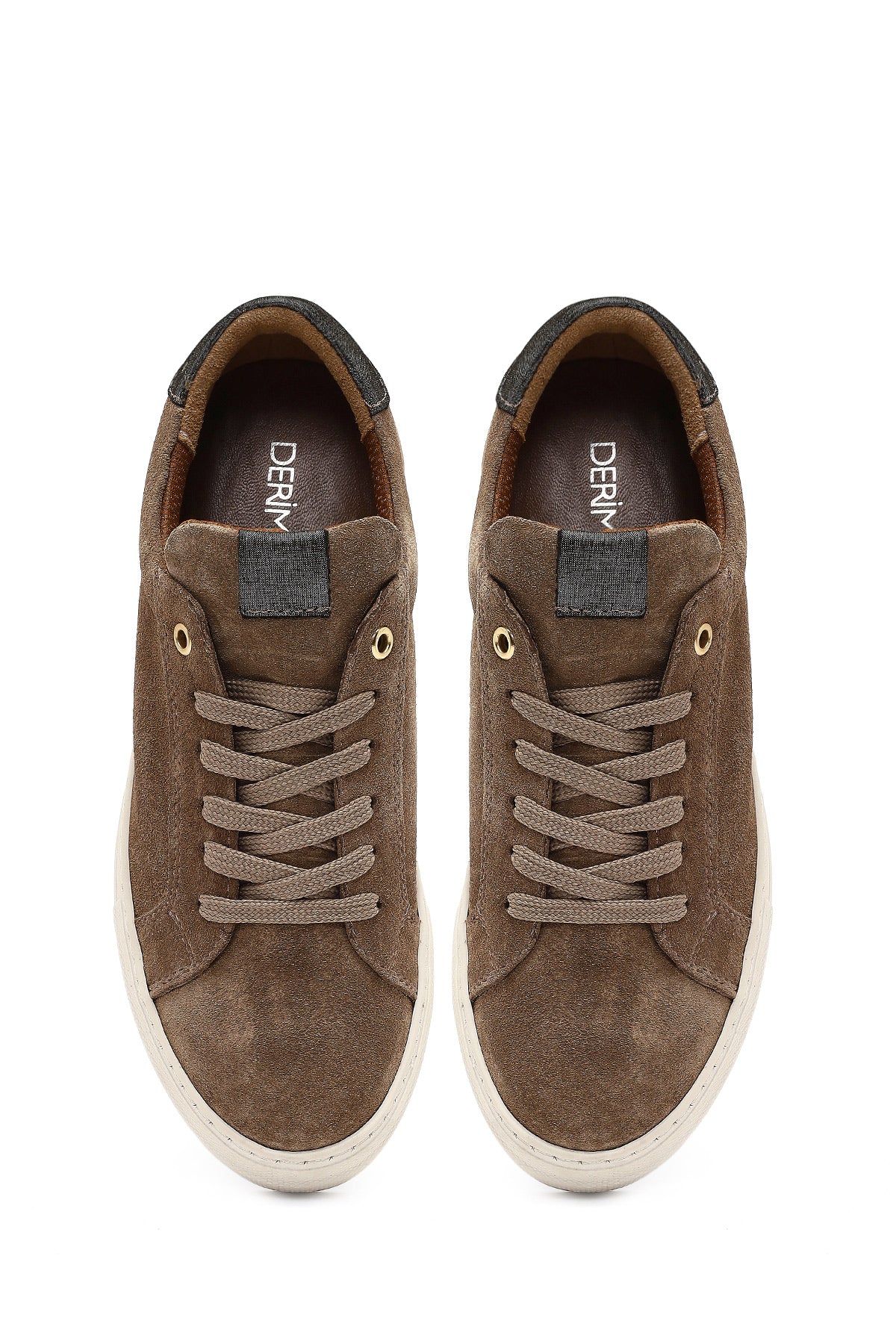 Kadın Bej Bağcıklı Kalın Tabanlı Süet Deri Sneaker - Image 7