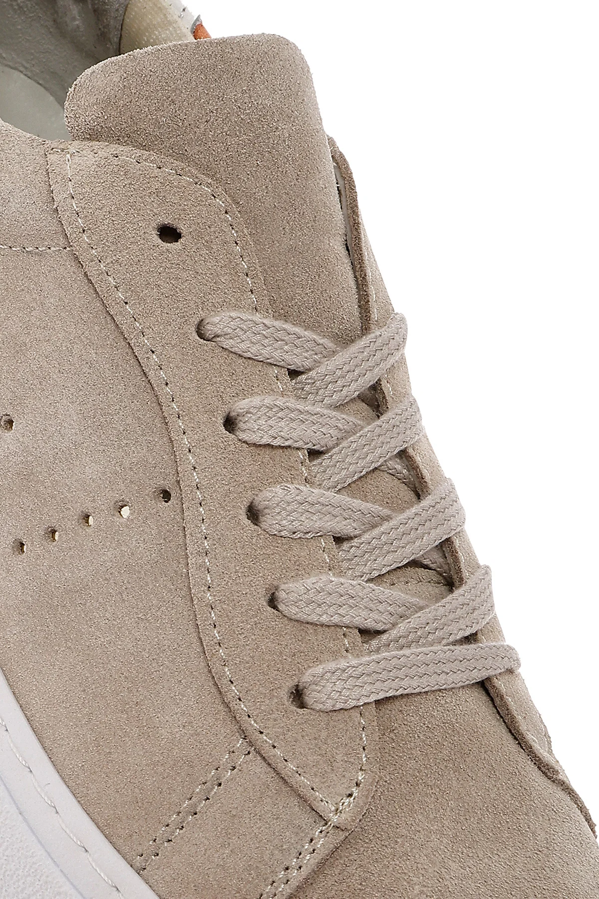 Kadın Bej Bağcıklı Kalın Tabanlı Süet Deri Sneaker - Image 9