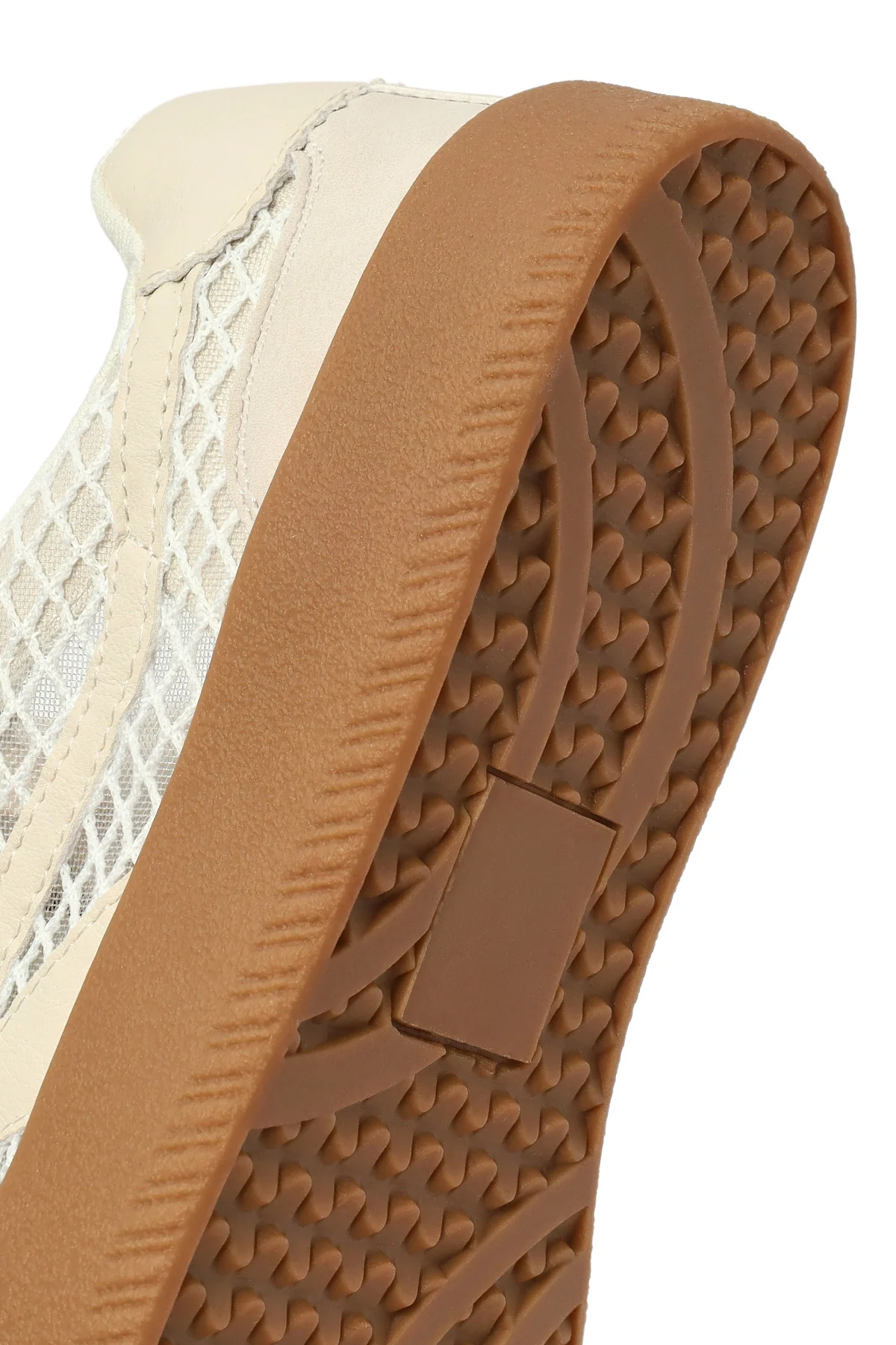 Kadın Bej Bağcıklı Kumaş Sneaker - Image 8