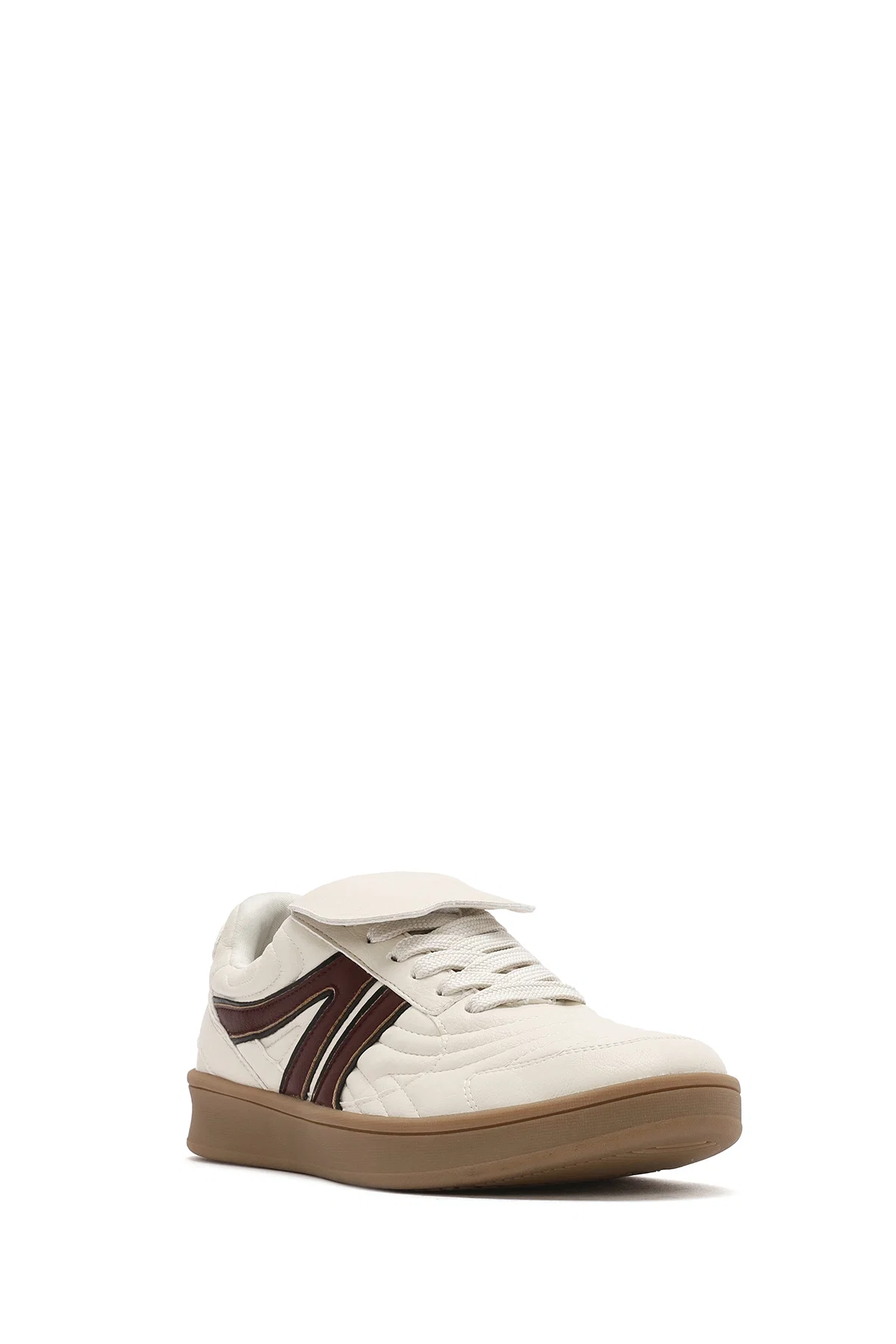 Kadın Bej Bağcıklı Sneaker - Image 6