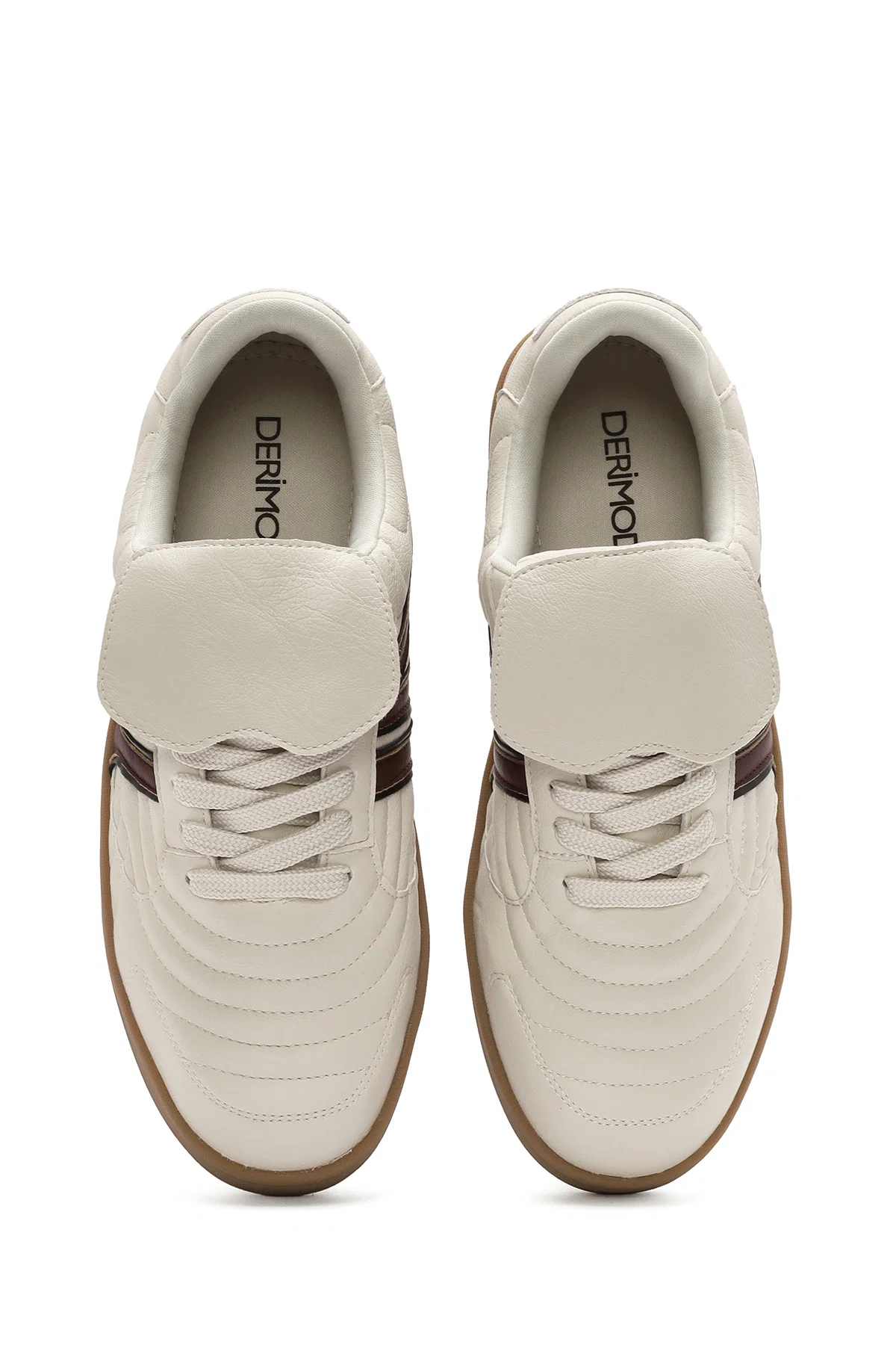 Kadın Bej Bağcıklı Sneaker - Image 7