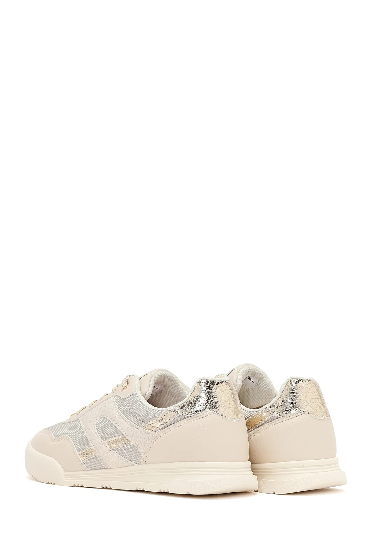 Kadın Bej Bağcıklı Sneaker - Image 6