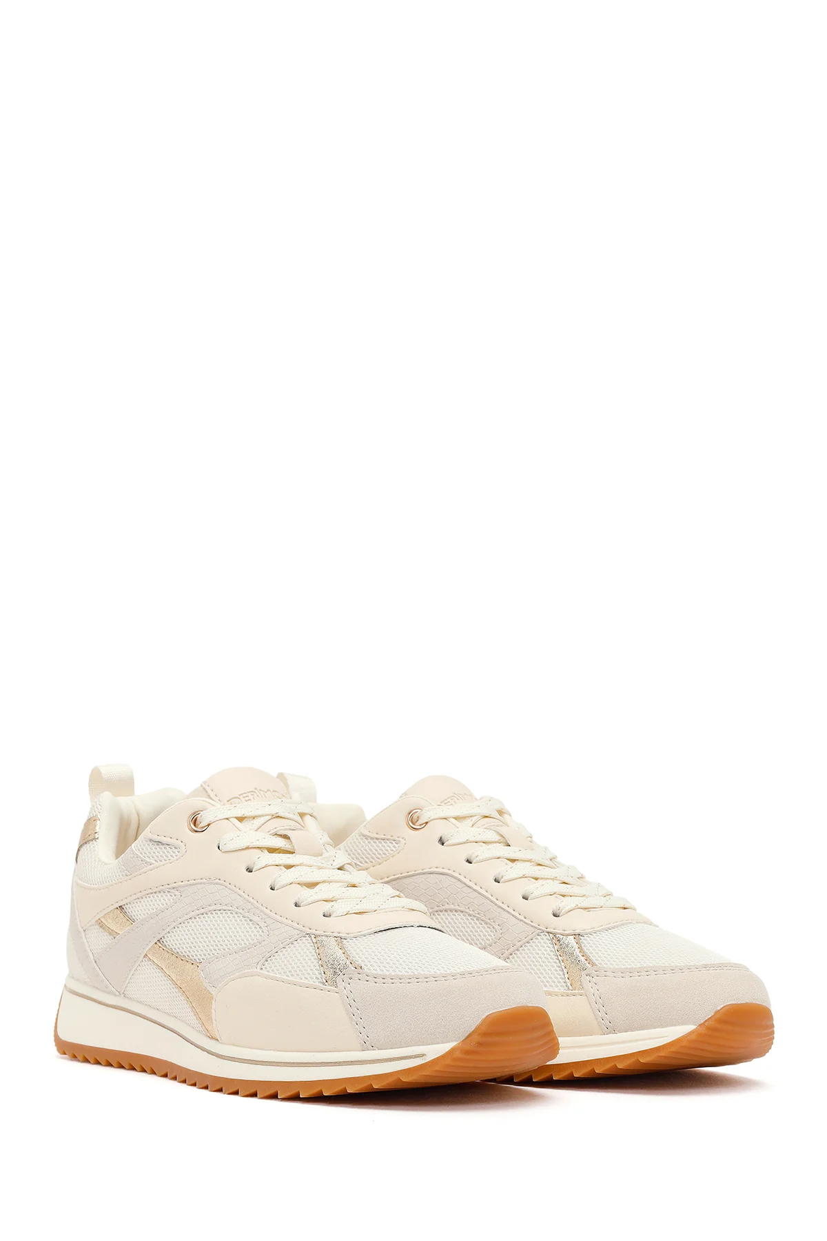 Kadın Bej Bağcıklı Sneaker - Image 2