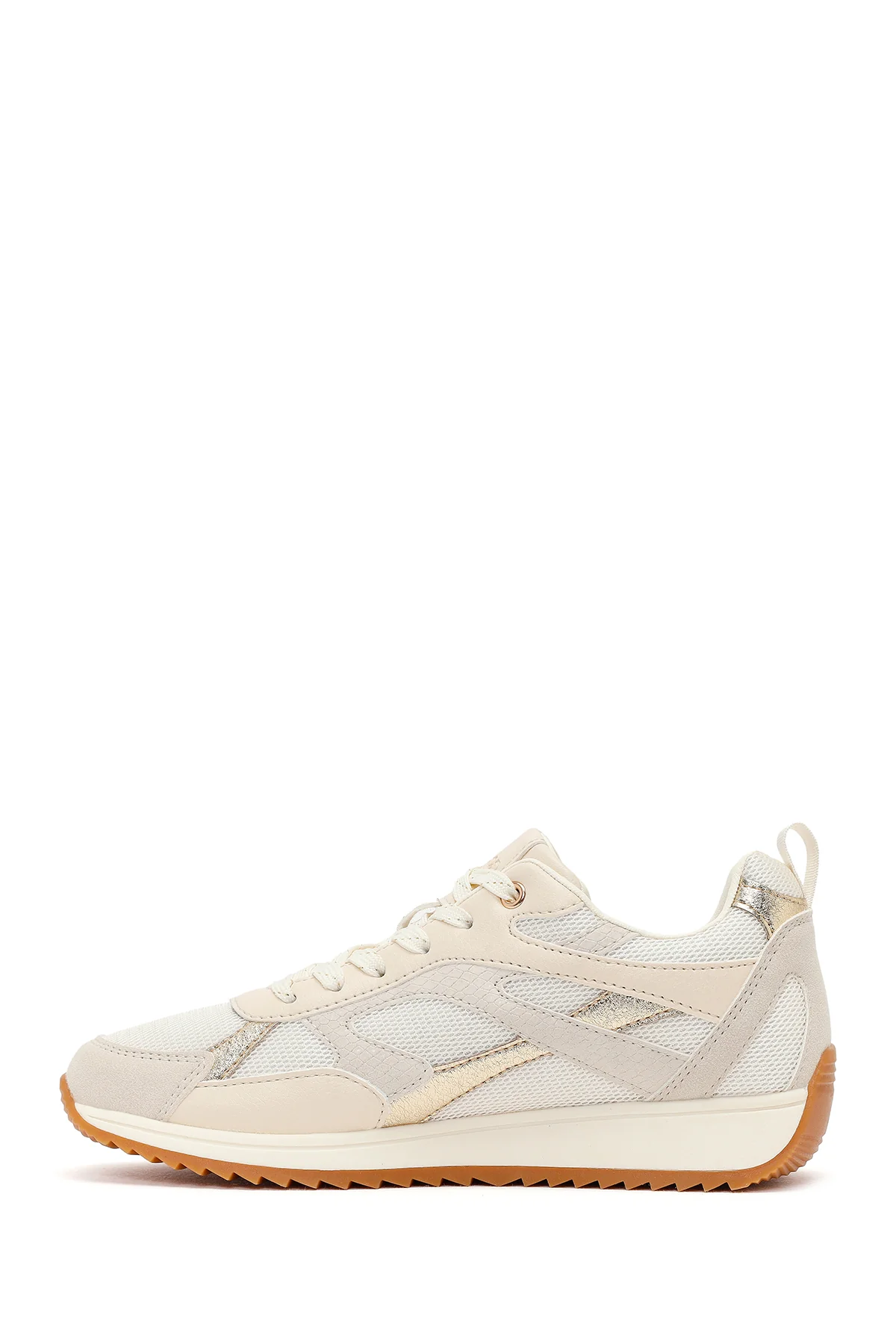Kadın Bej Bağcıklı Sneaker - Image 3