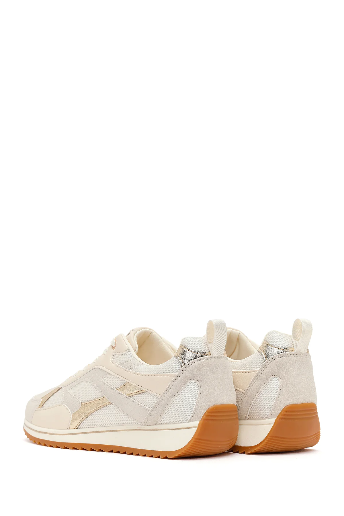 Kadın Bej Bağcıklı Sneaker - Image 6