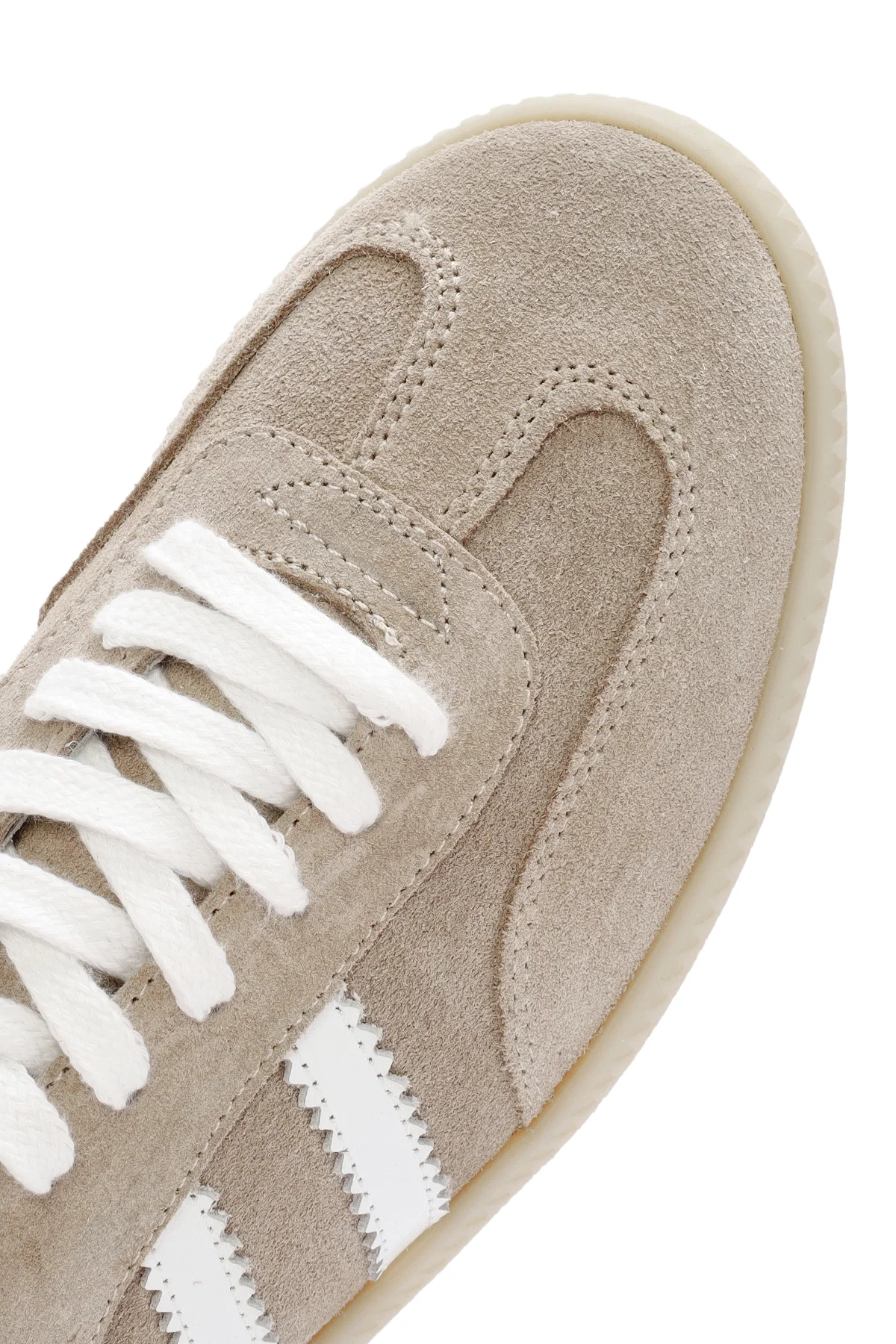 Kadın Bej Bağcıklı Süet Deri Sneaker - Image 9