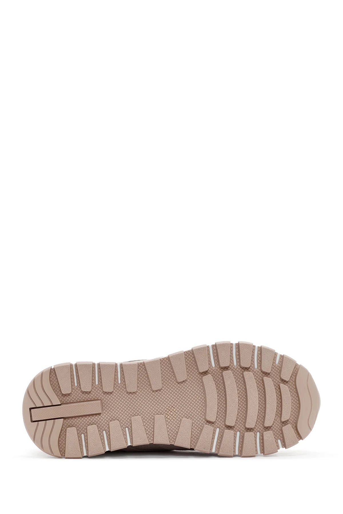 Kadın Bej Bağcıklı Süet Deri Sneaker - Image 4