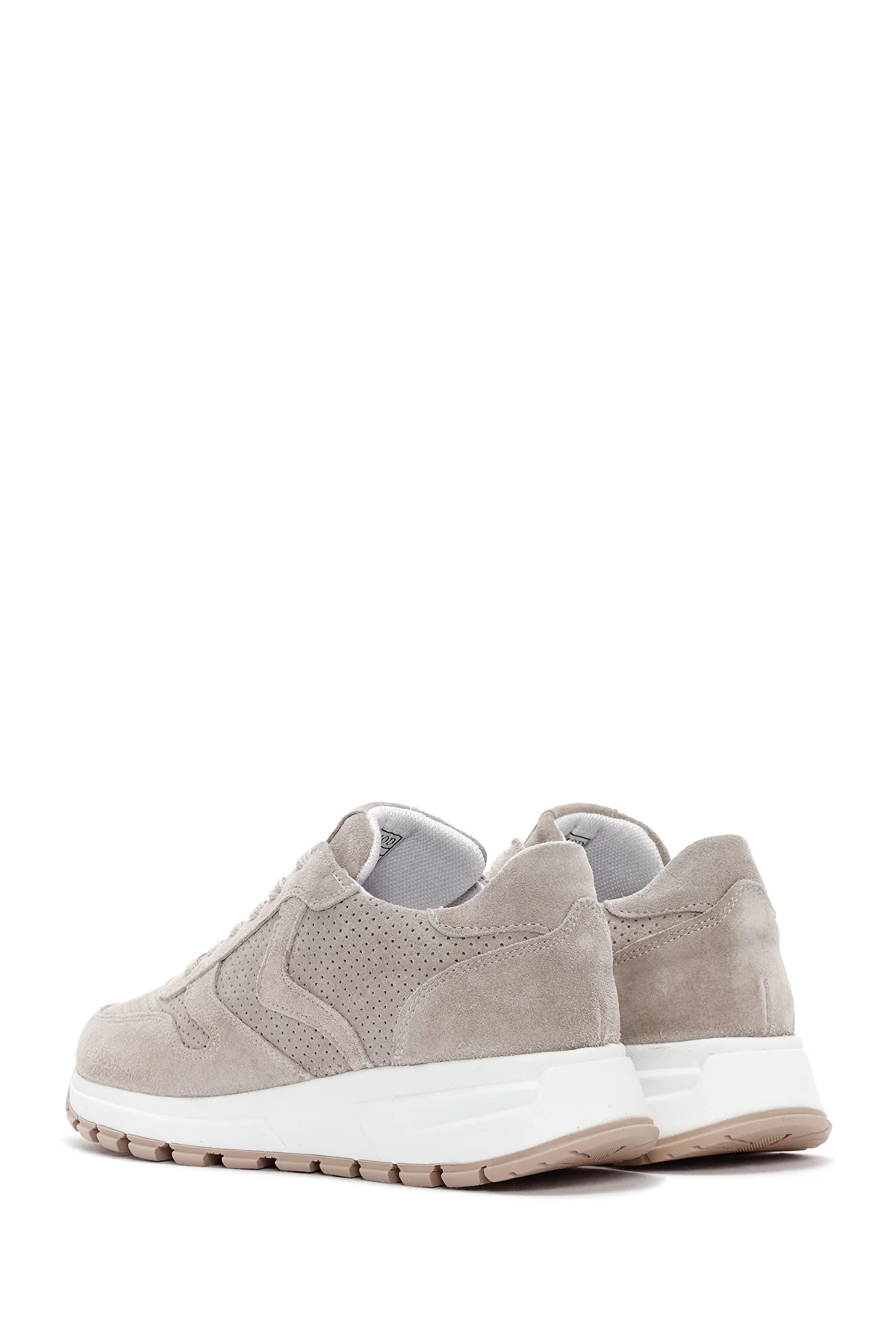 Kadın Bej Bağcıklı Süet Deri Sneaker - Image 5