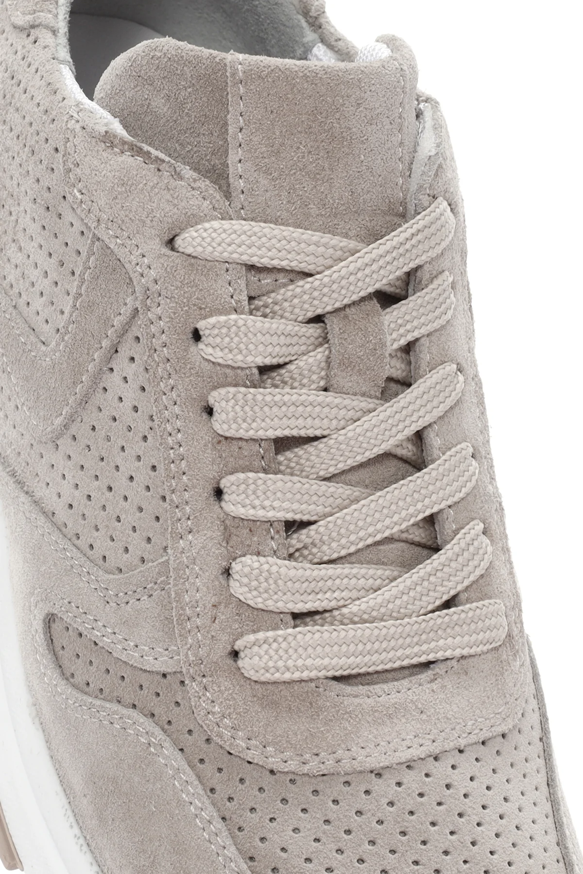 Kadın Bej Bağcıklı Süet Deri Sneaker - Image 9