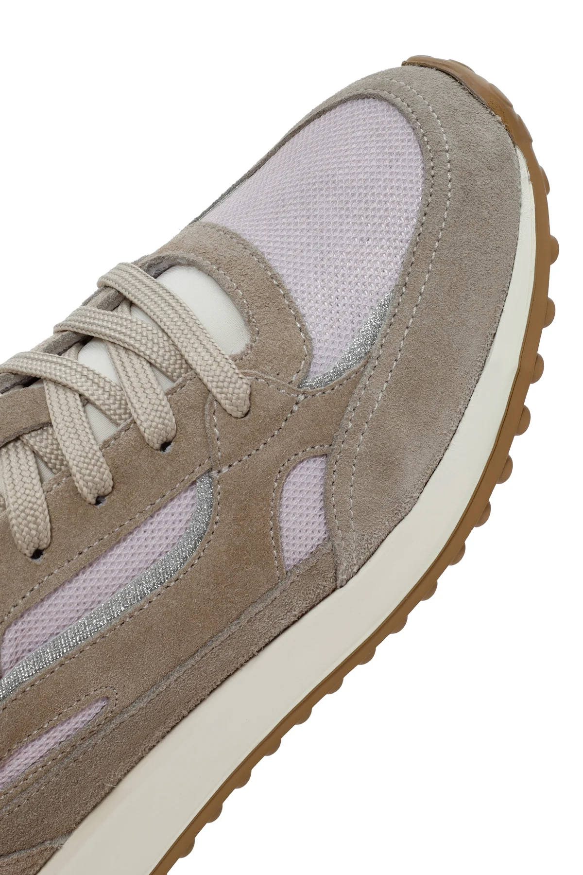 Kadın Bej Bağcıklı Süet Deri Sneaker - Image 10