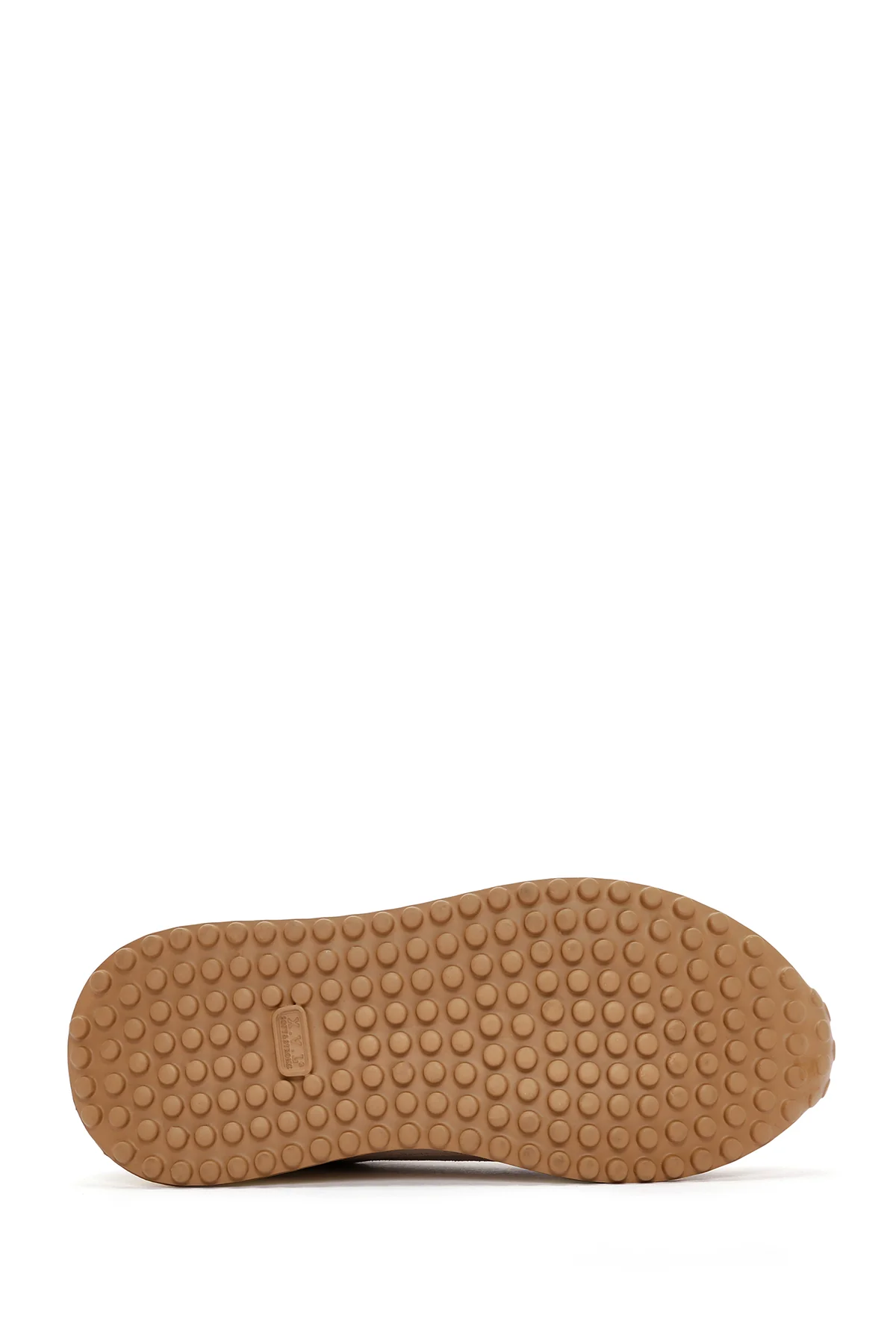 Kadın Bej Bağcıklı Süet Deri Sneaker - Image 4