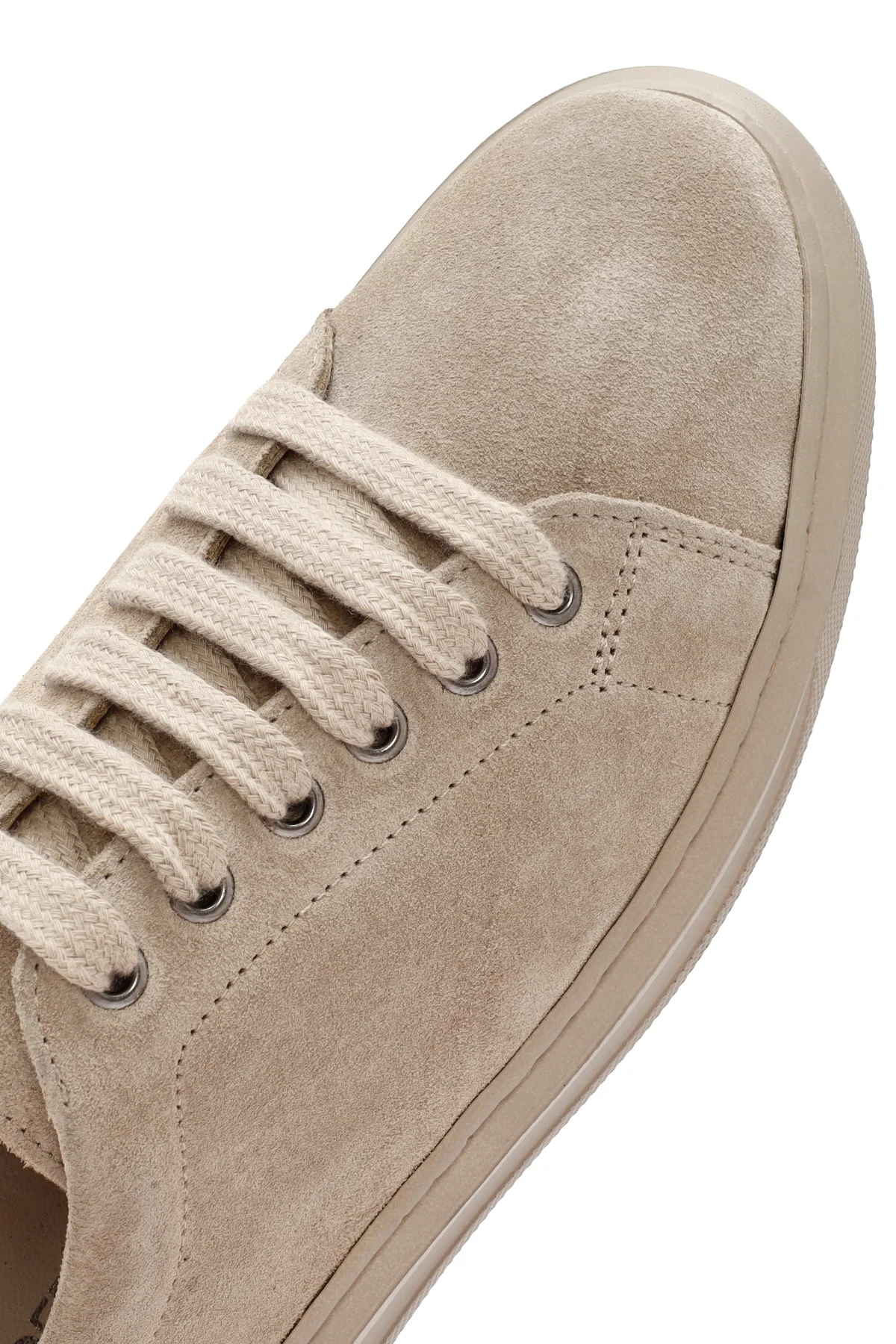 Kadın Bej Bağcıklı Süet Deri Sneaker - Image 10