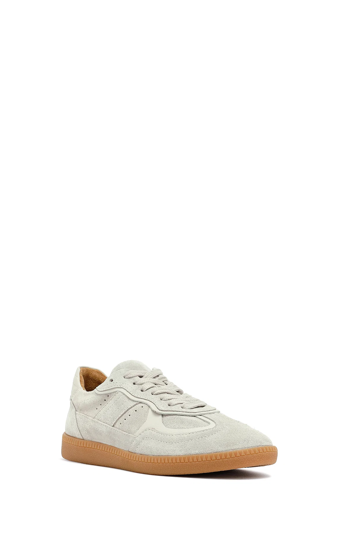 Kadın Bej Bağcıklı Süet Deri Sneaker - Image 8
