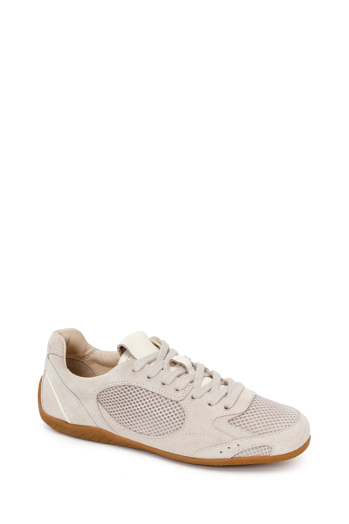 Kadın Bej Bağcıklı Süet Deri Sneaker - Image 7