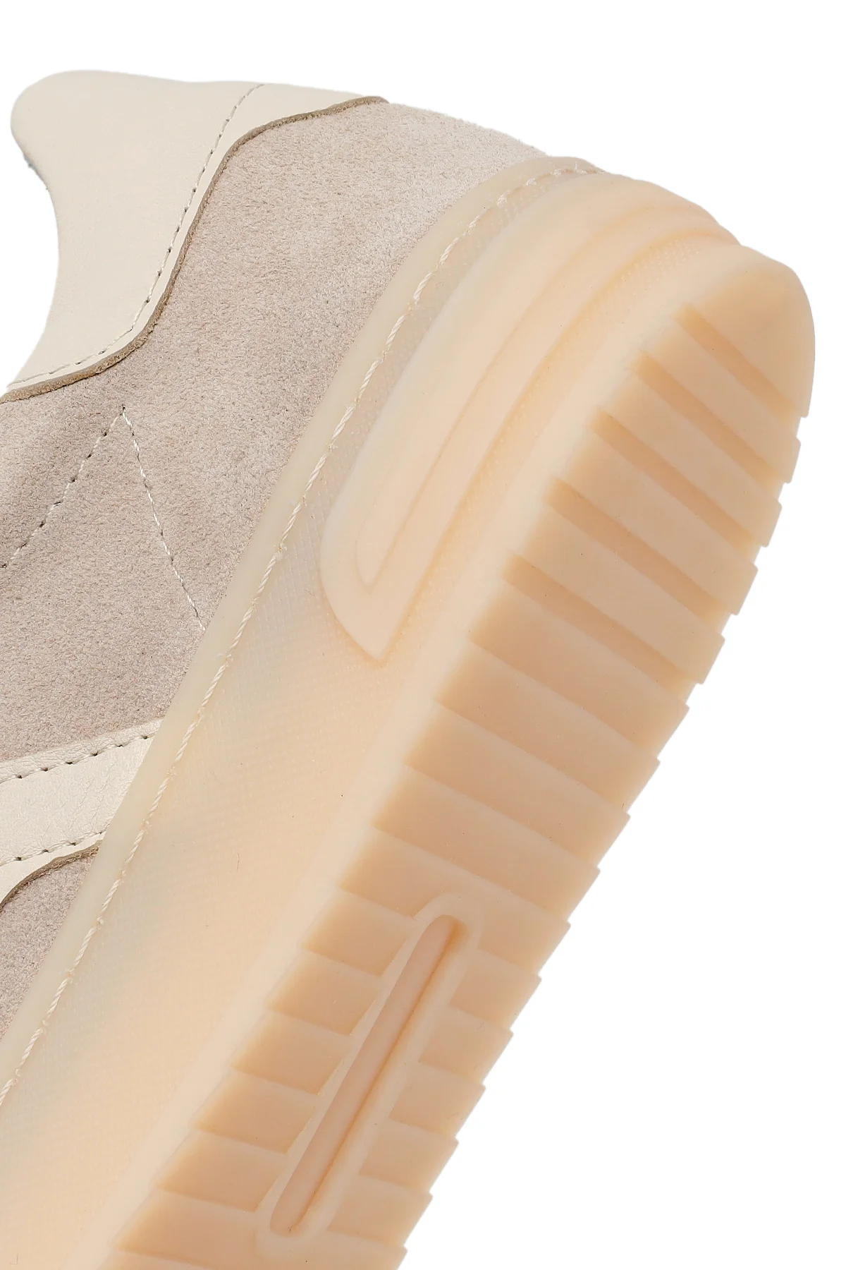 Kadın Bej Bağcıklı Süet Deri Sneaker - Image 8