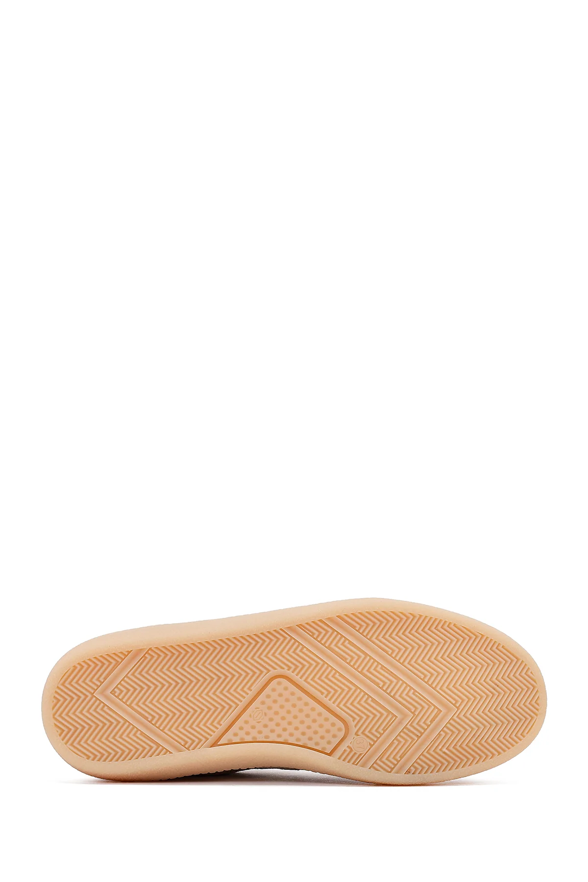 Kadın Bej Bağcıklı Süet Deri Sneaker - Image 5