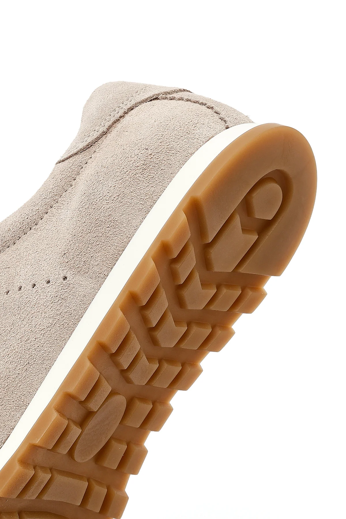 Kadın Bej Bağcıklı Süet Deri Sneaker - Image 8