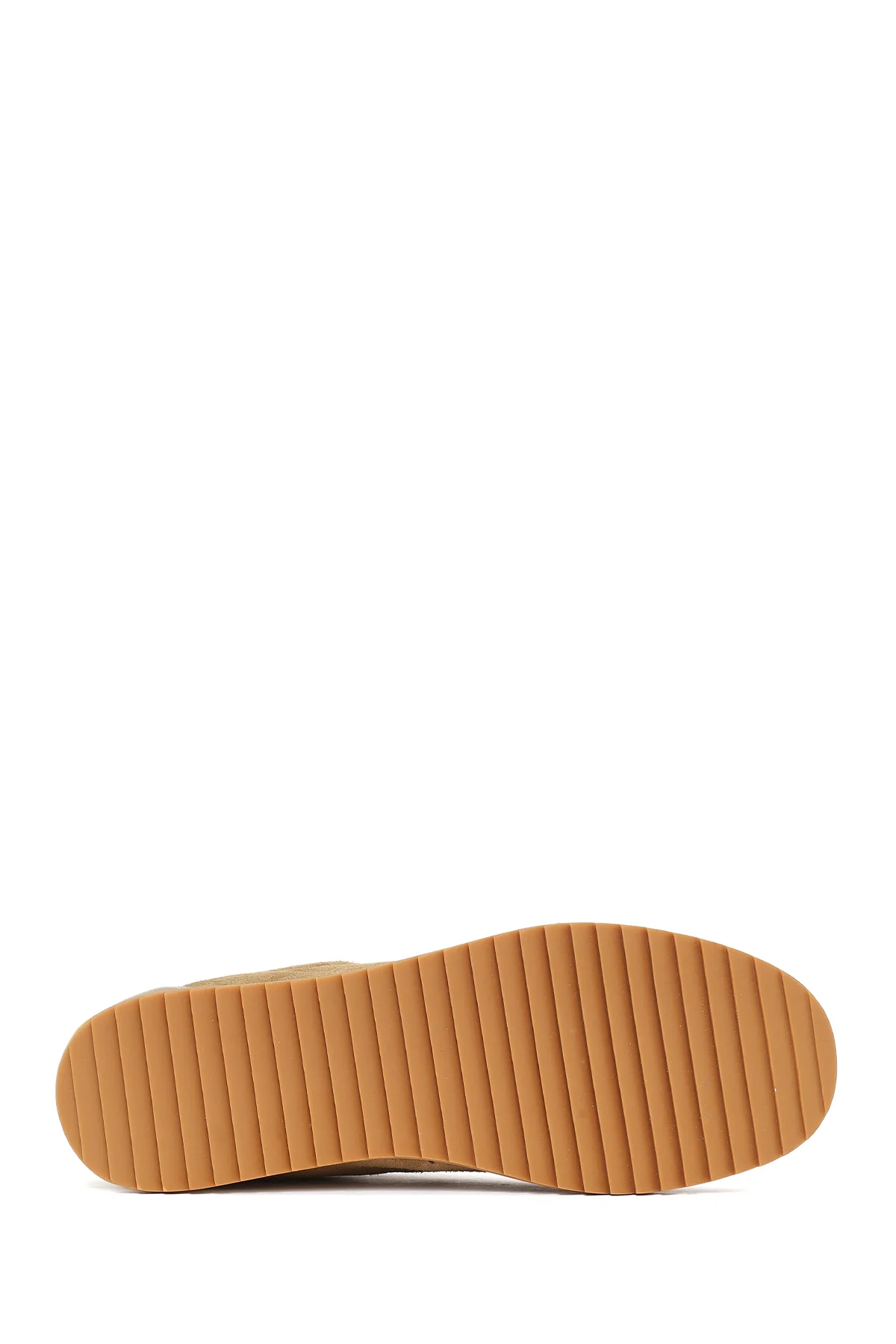 Kadın Bej Bağcıklı Süet Deri Sneaker - Image 6