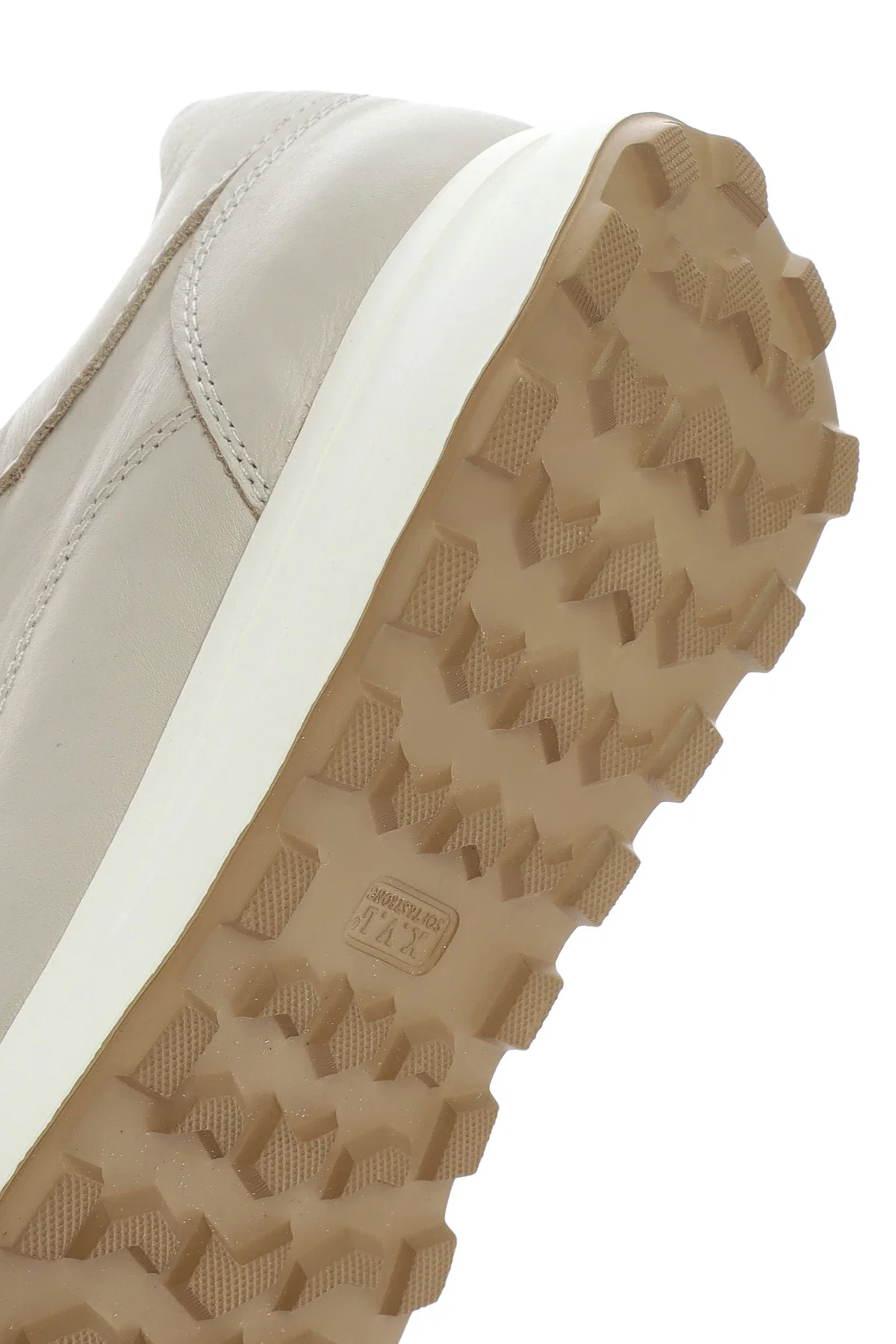 Kadın Bej Bağcıklı Yandan Fermuarlı Deri Sneaker - Image 9