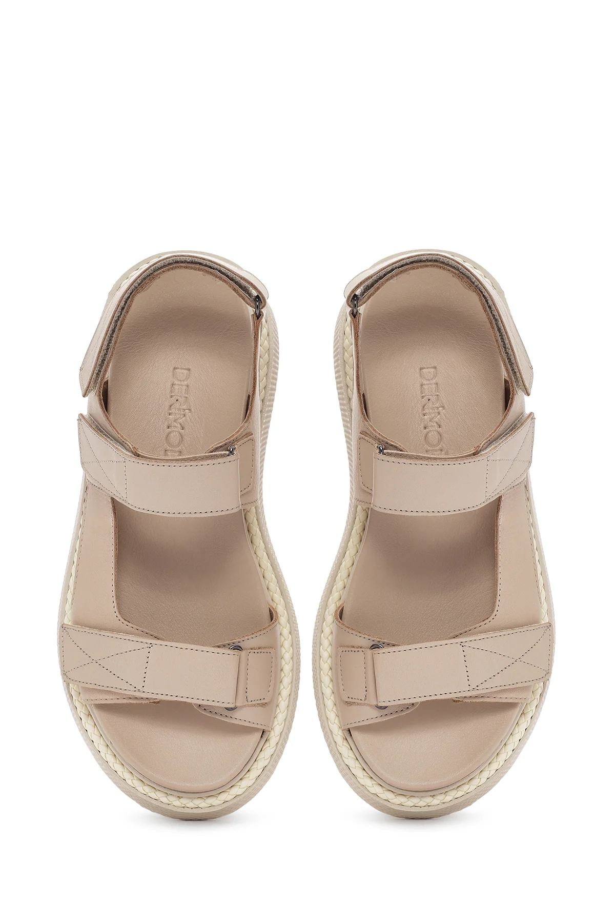 Kadın Bej Bantlı Deri Comfort Sandalet - Image 7