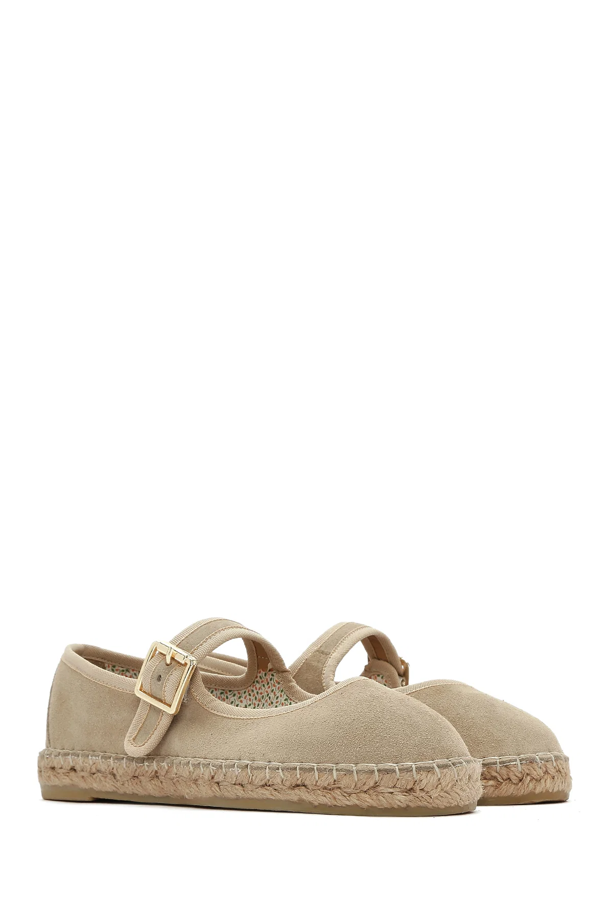 Kadın Bej Bantlı Süet Espadril - Image 3