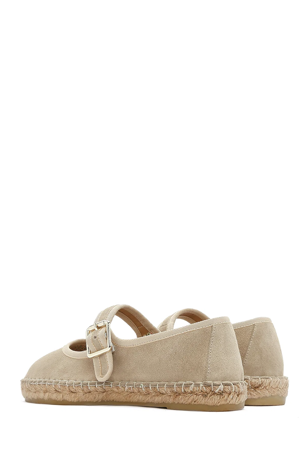 Kadın Bej Bantlı Süet Espadril - Image 5