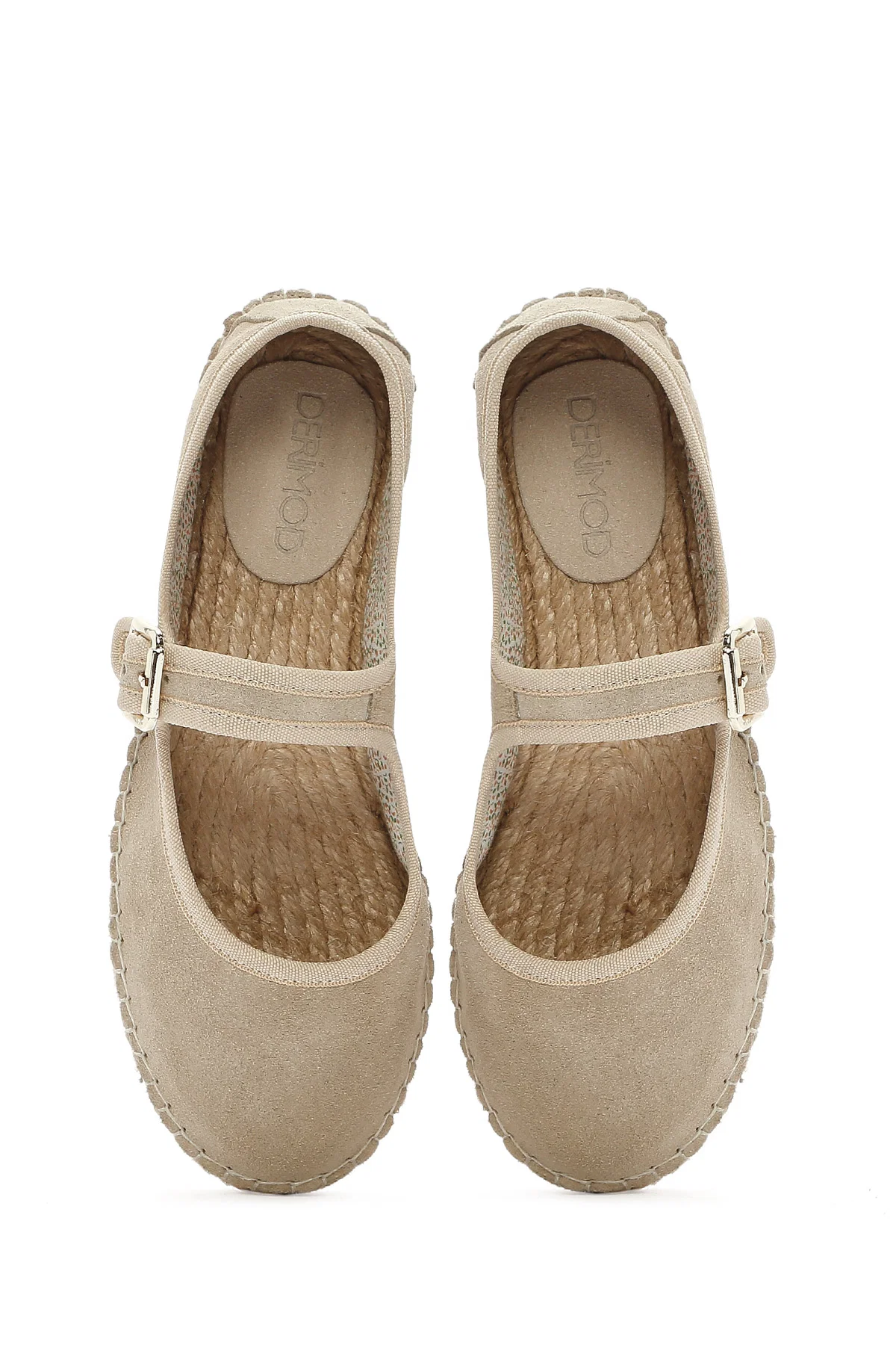 Kadın Bej Bantlı Süet Espadril - Image 7