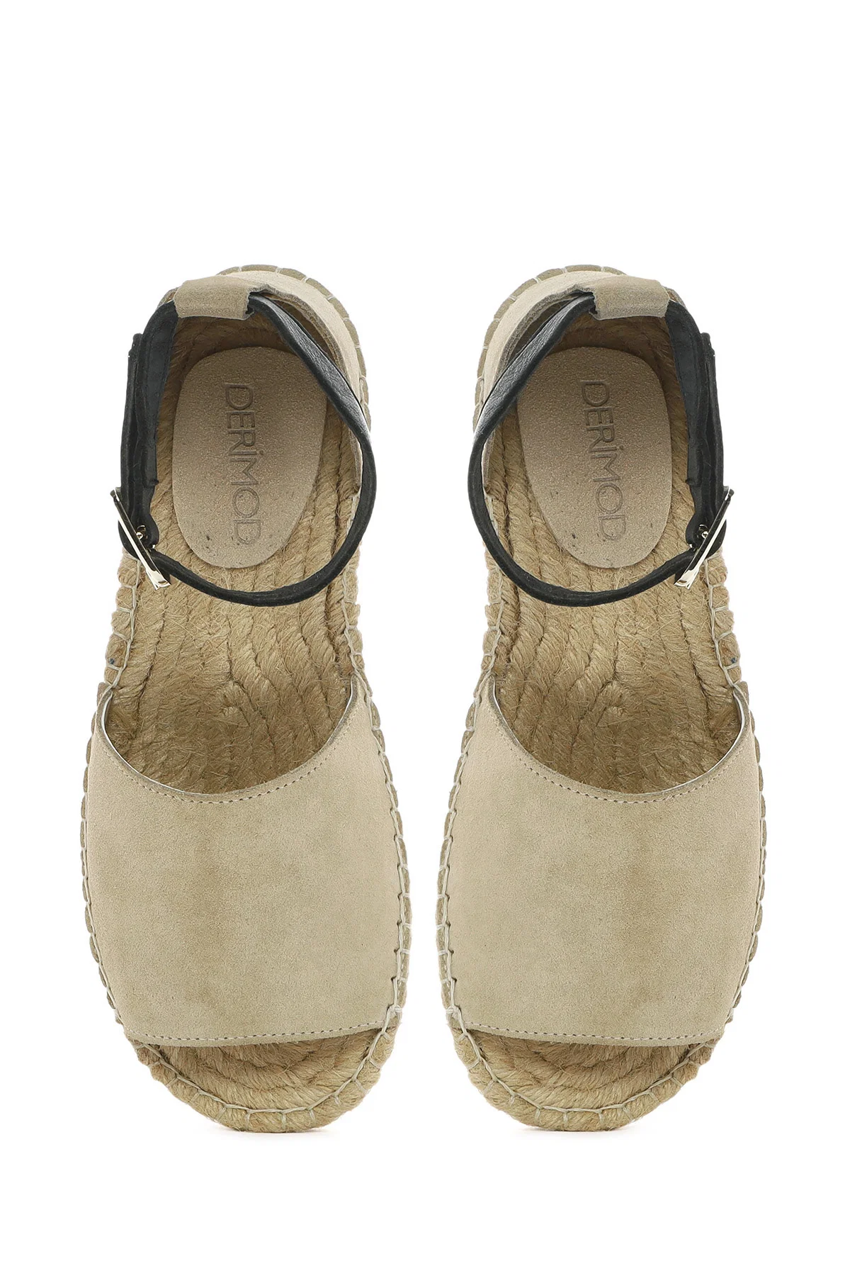 Kadın Bej Bilekten Bantlı Süet Espadril - Image 7