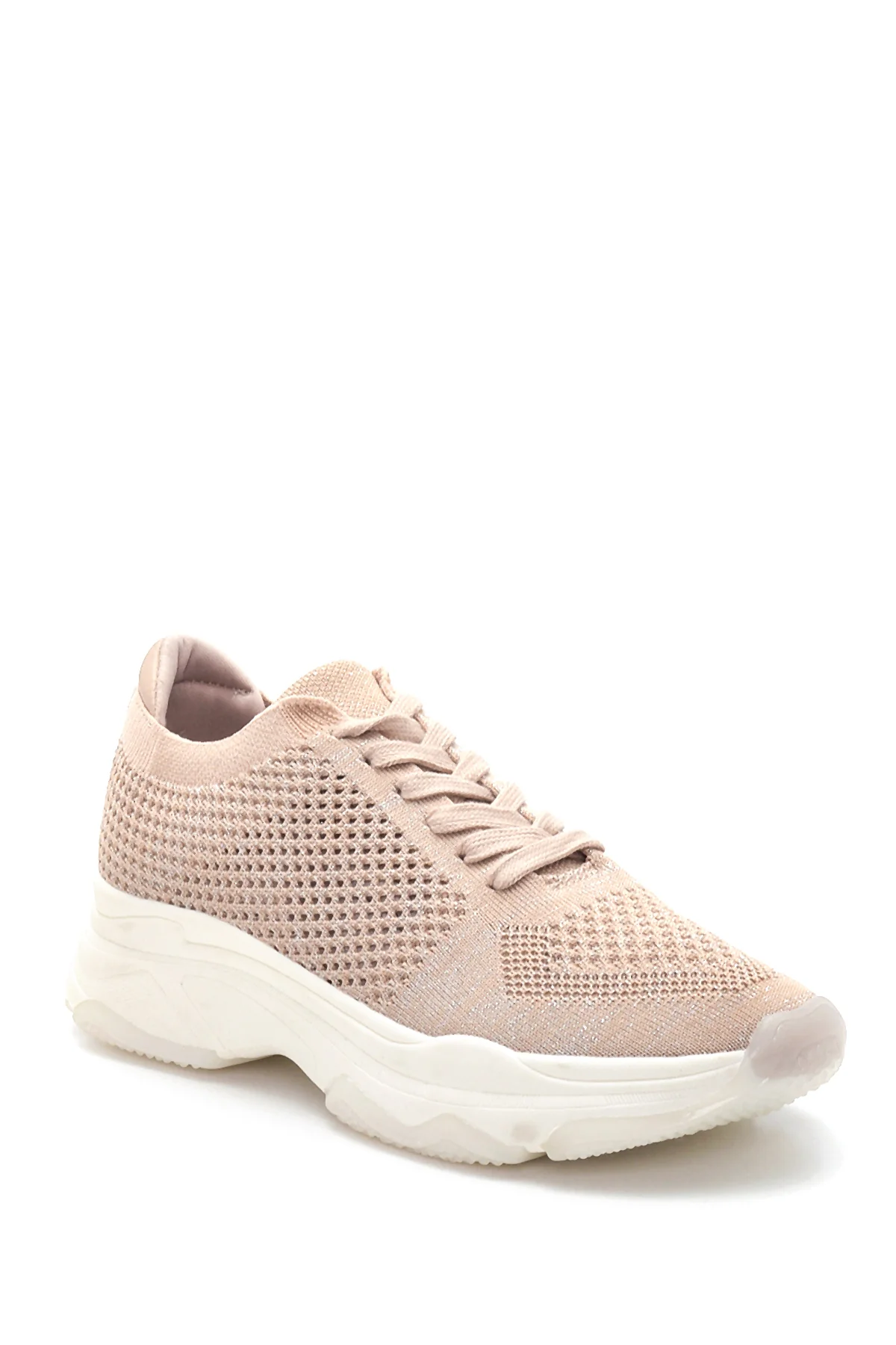 Kadın Bej Delikli Sneaker - Image 3