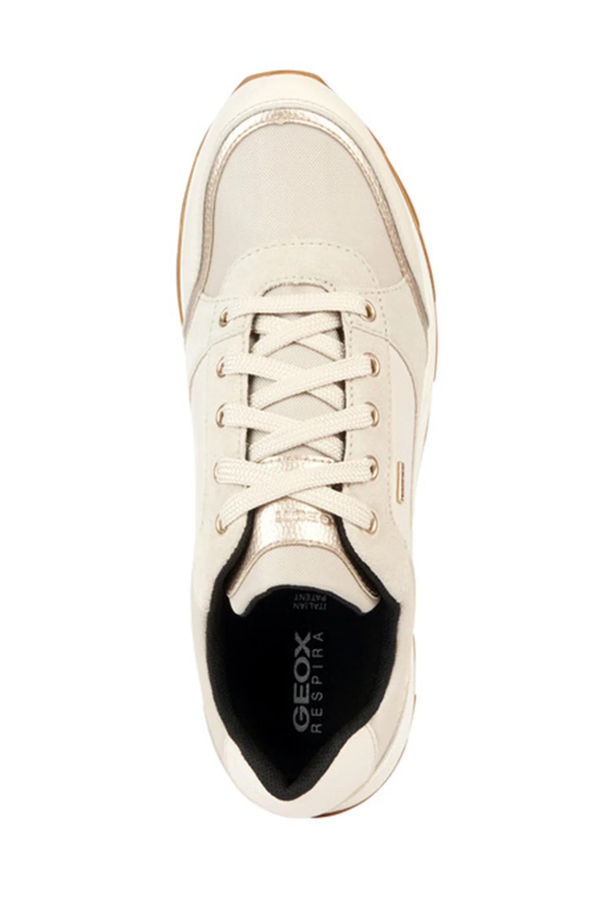Geox Kadın Bej Bağcıklı Deri Sneaker - Image 5