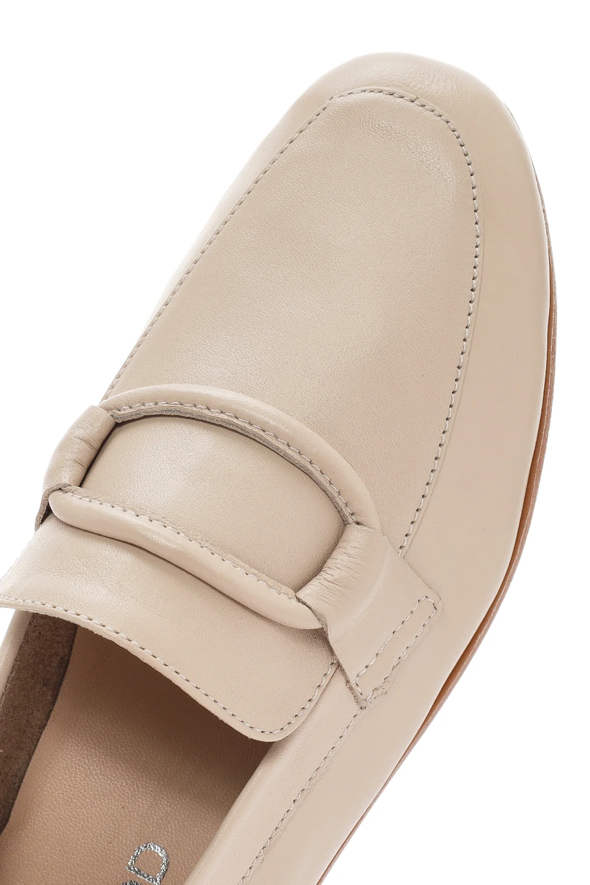 Kadın Bej Deri Casual Loafer - Image 10