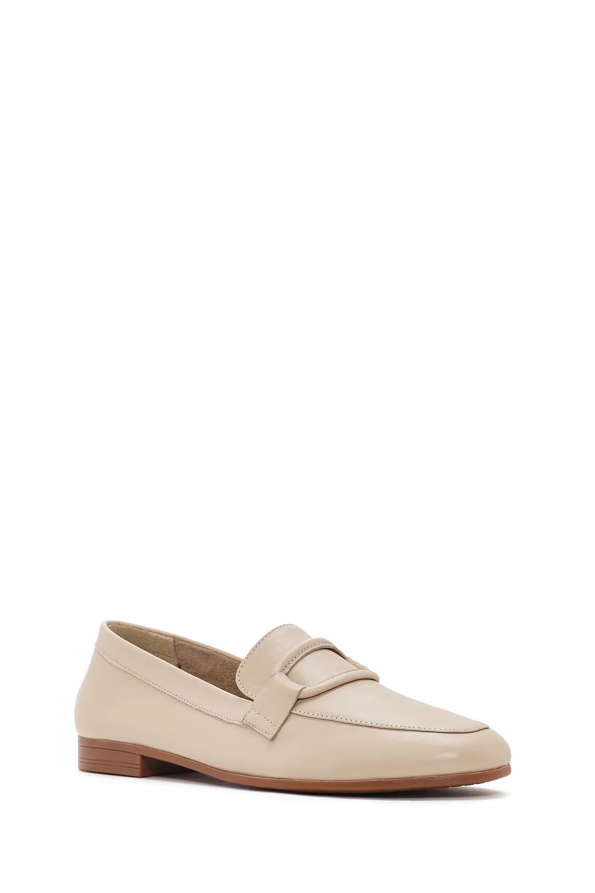 Kadın Bej Deri Casual Loafer - Image 6
