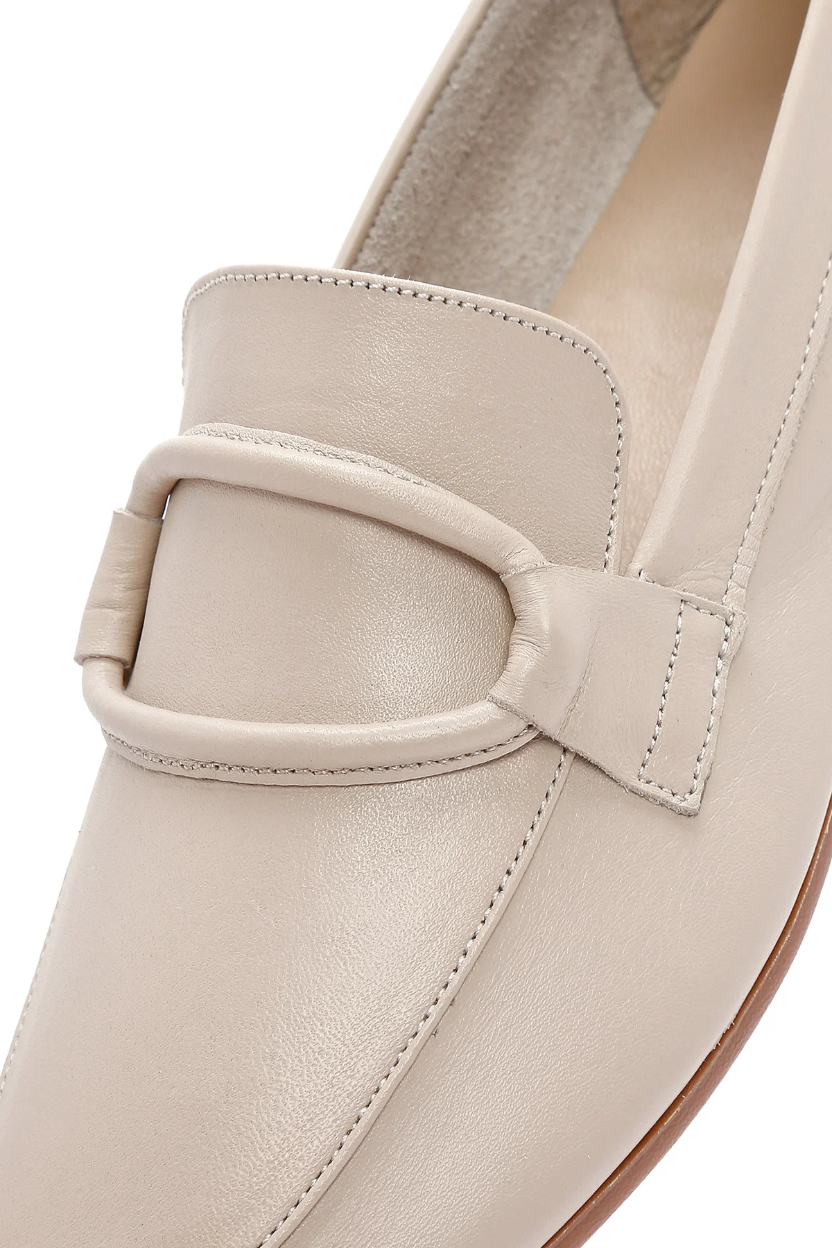 Kadın Bej Deri Casual Loafer - Image 10
