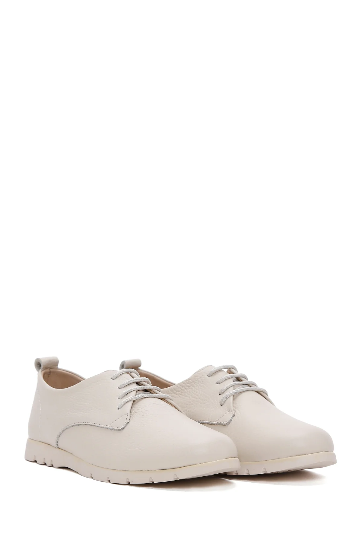Kadın Bej Deri Comfort Casual Ayakkabı - Image 3