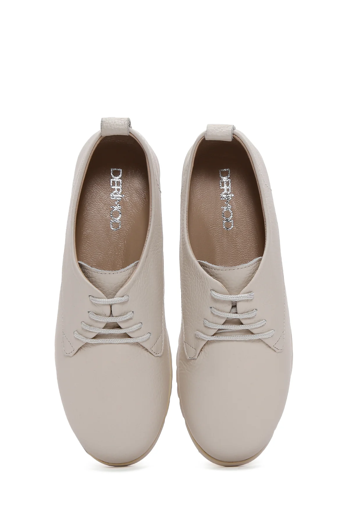 Kadın Bej Deri Comfort Casual Ayakkabı - Image 6