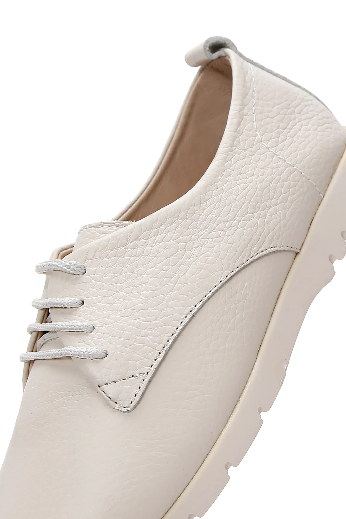 Kadın Bej Deri Comfort Casual Ayakkabı - Image 7