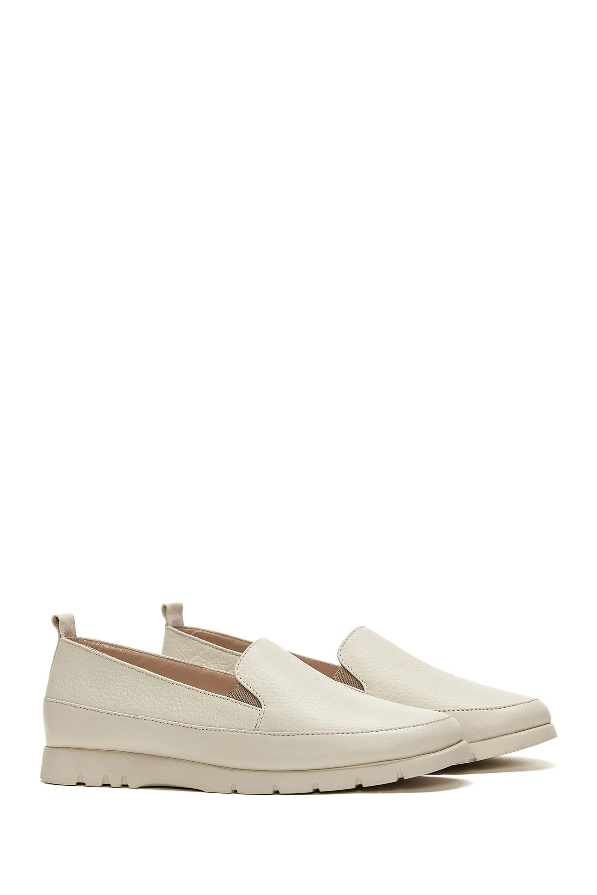 Kadın Bej Deri Comfort Loafer - Image 3