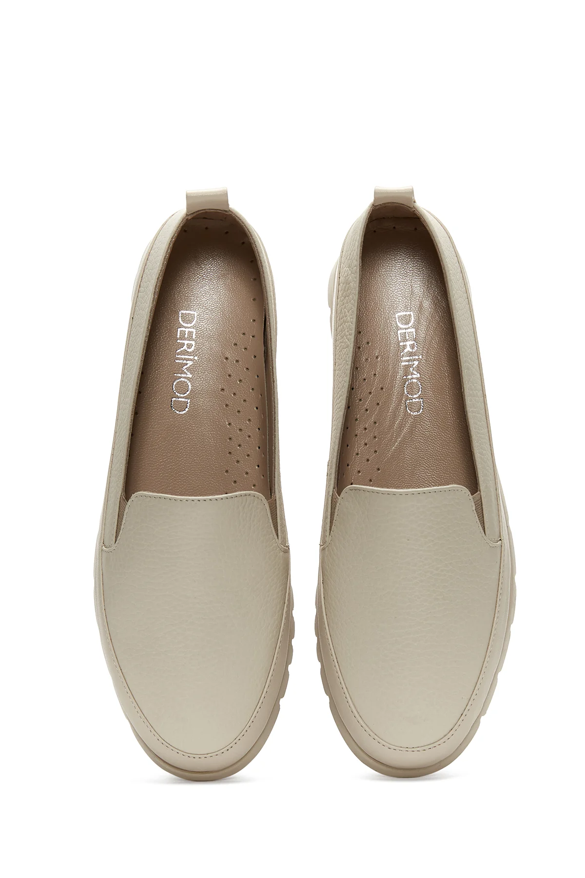 Kadın Bej Deri Comfort Loafer - Image 6