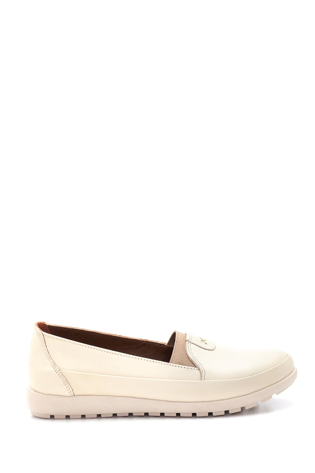 Kadın Bej Deri Comfort Loafer