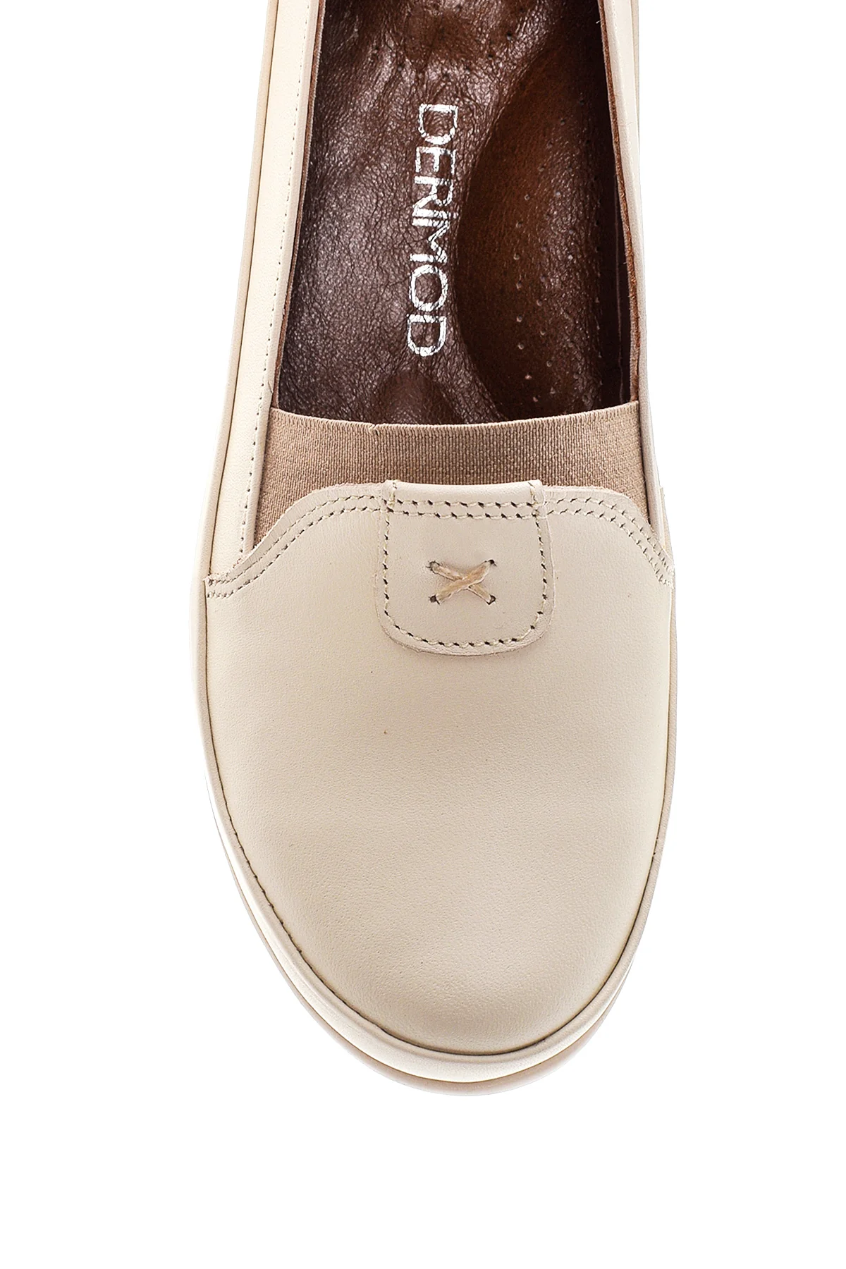 Kadın Bej Deri Comfort Loafer - Image 6