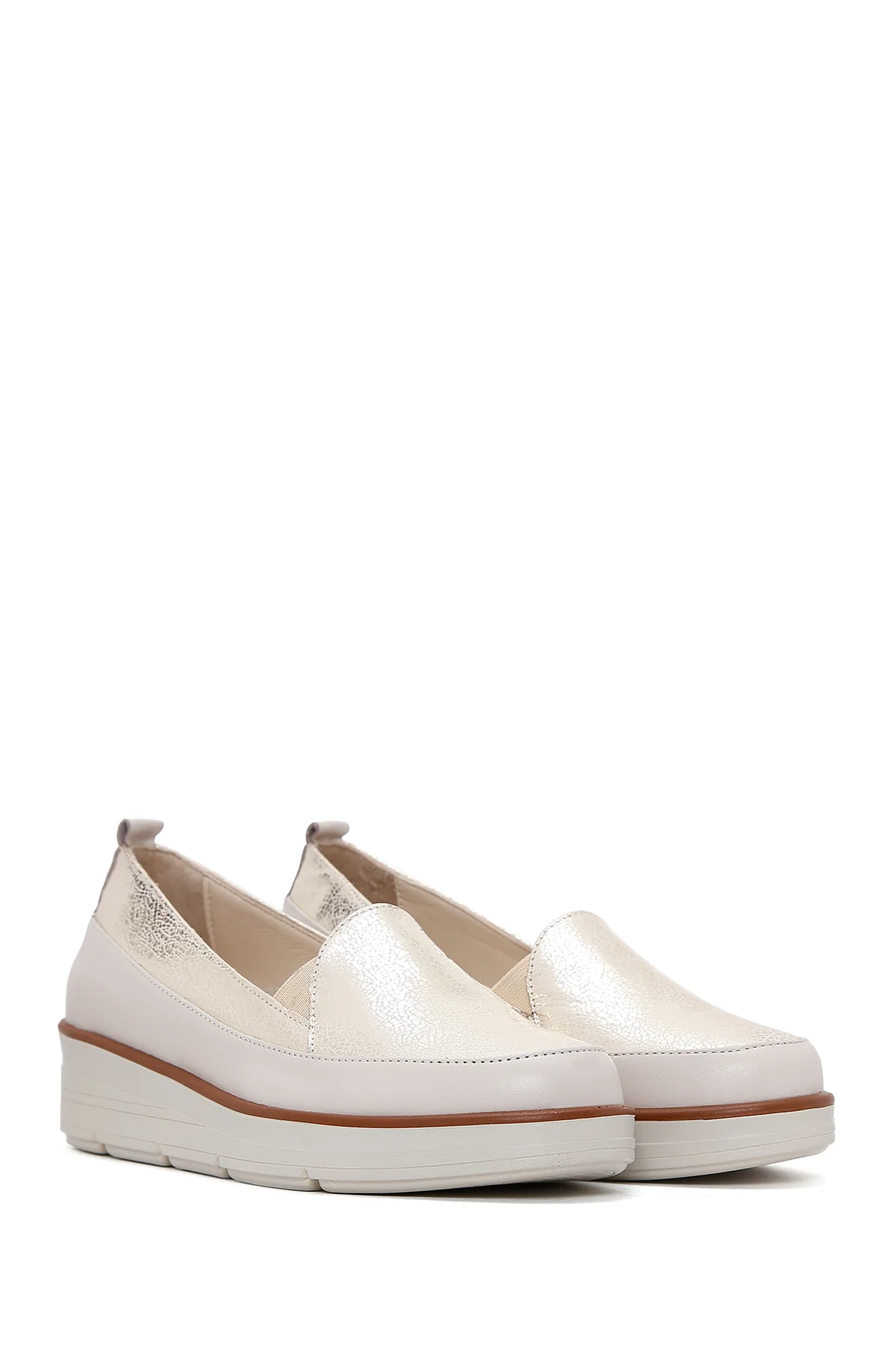 Kadın Bej Deri Comfort Loafer - Image 3